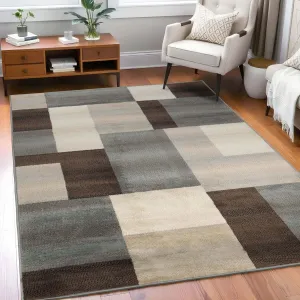 Clifton Geometric Color Block Plush Indoor Area Rug or Runner Rug