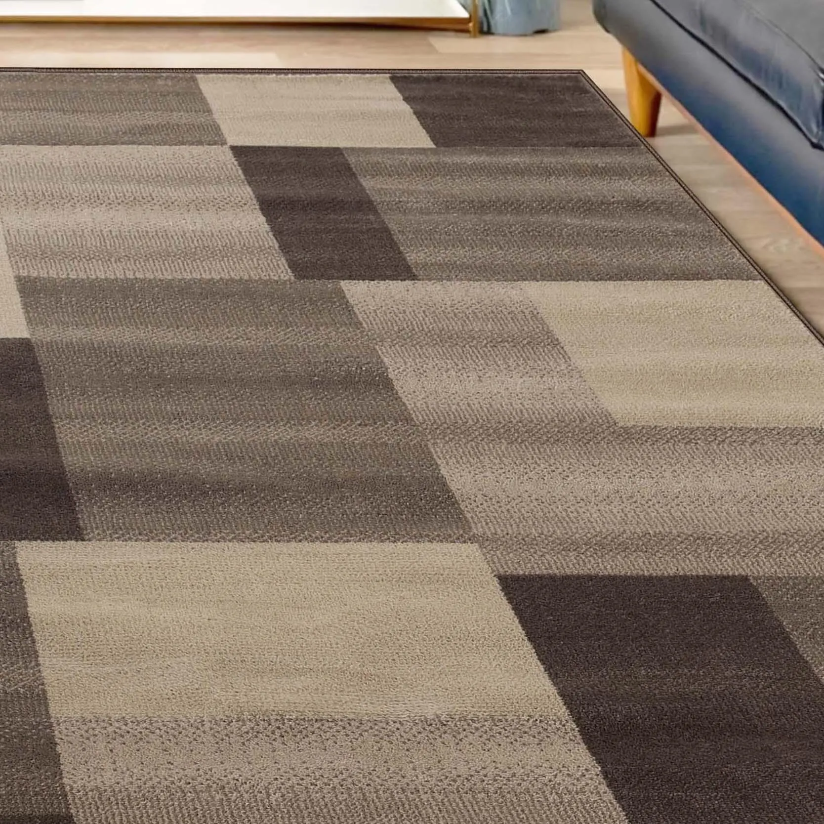 Clifton Geometric Color Block Plush Indoor Area Rug or Runner Rug