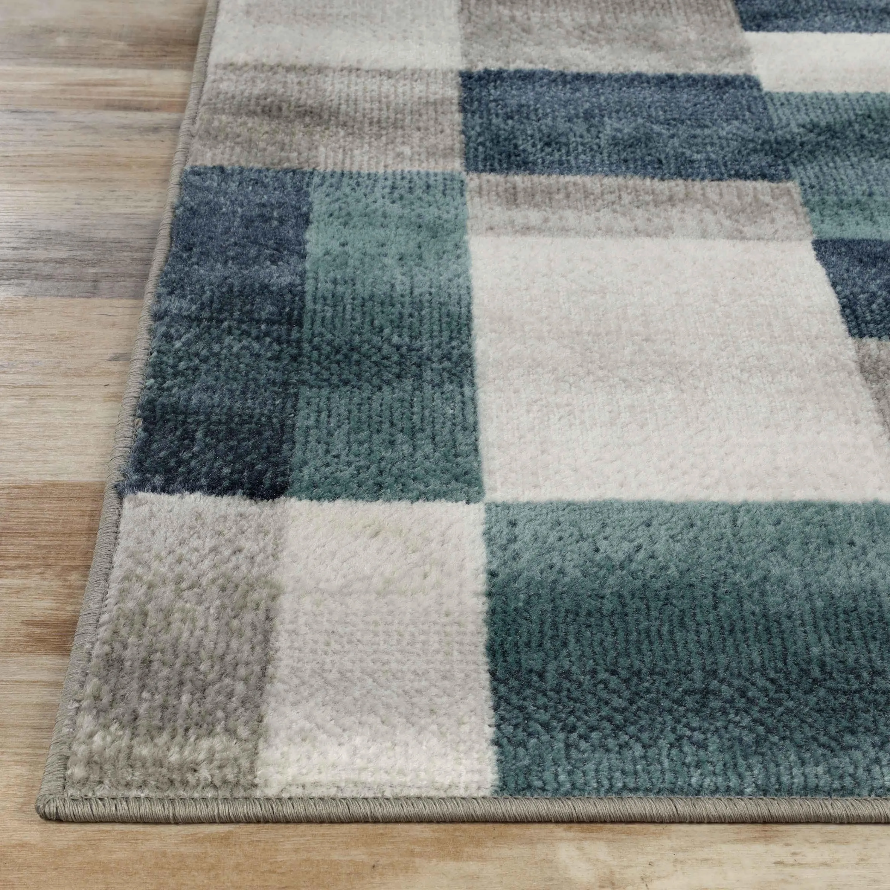 Clifton Geometric Color Block Plush Indoor Area Rug or Runner Rug