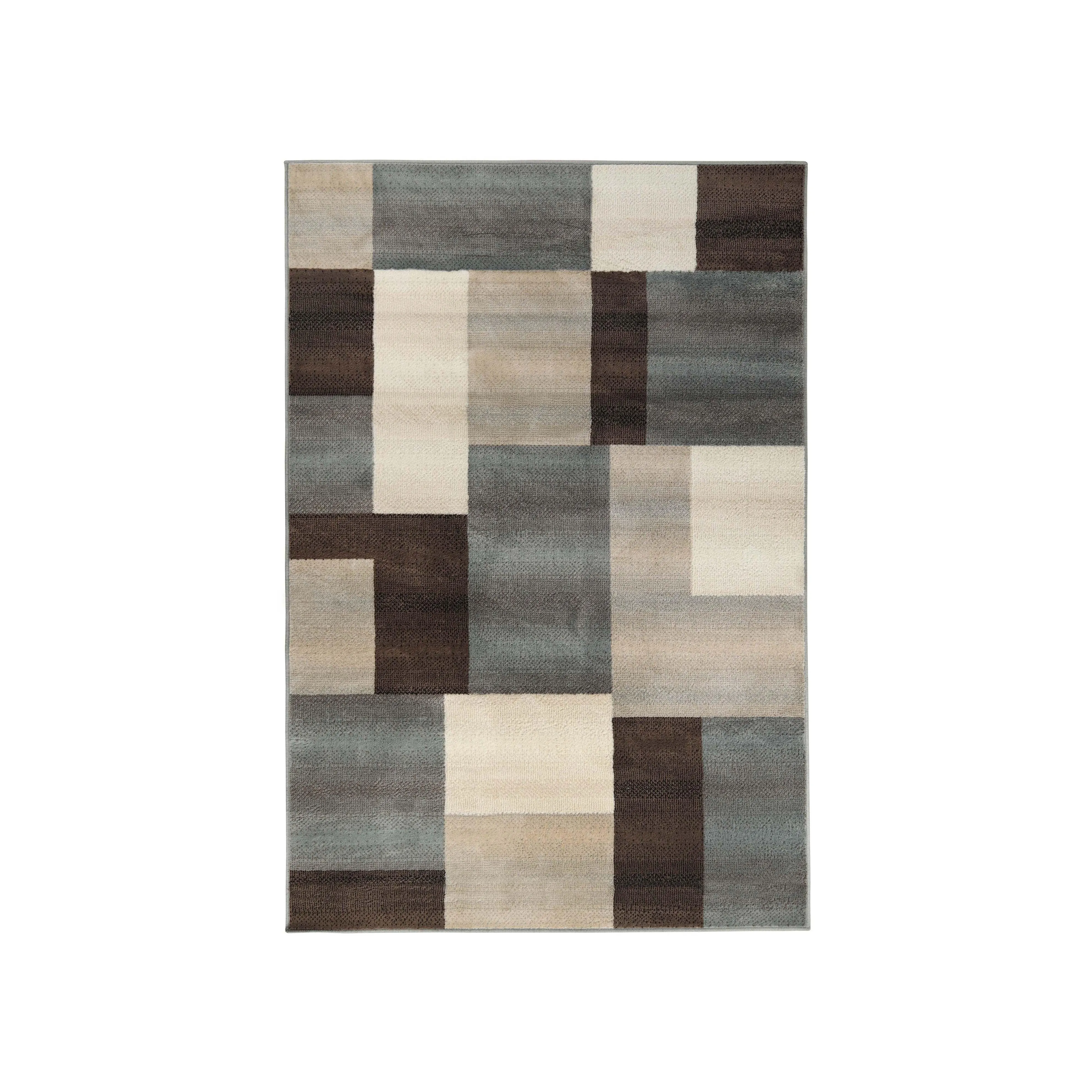 Clifton Geometric Color Block Plush Indoor Area Rug or Runner Rug