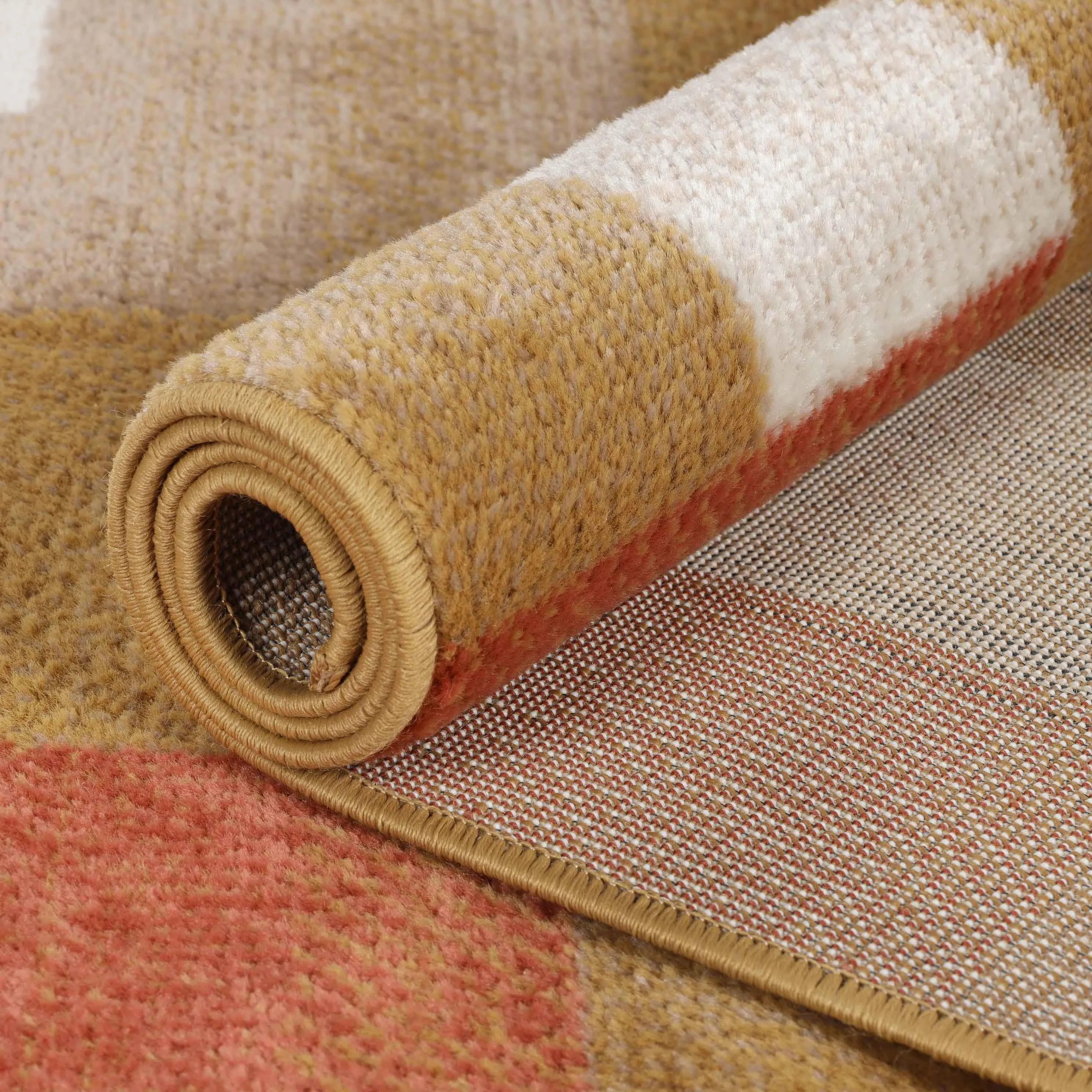 Clifton Geometric Color Block Plush Indoor Area Rug or Runner Rug