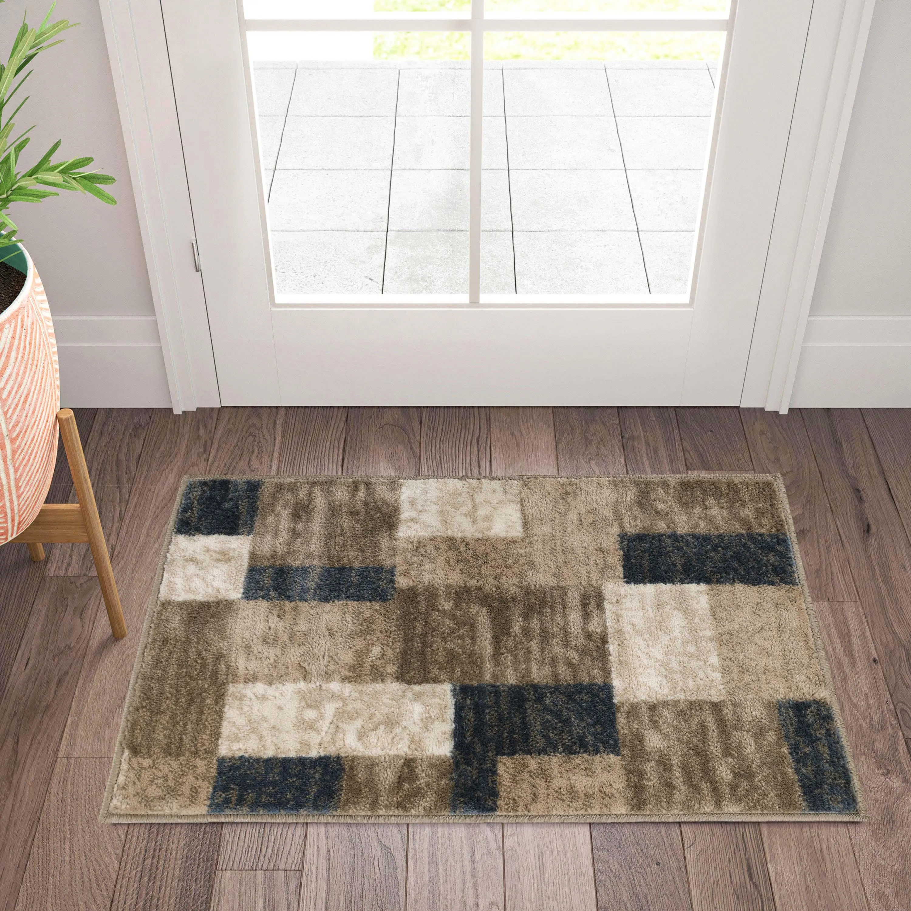 Clifton Geometric Color Block Plush Indoor Area Rug or Runner Rug