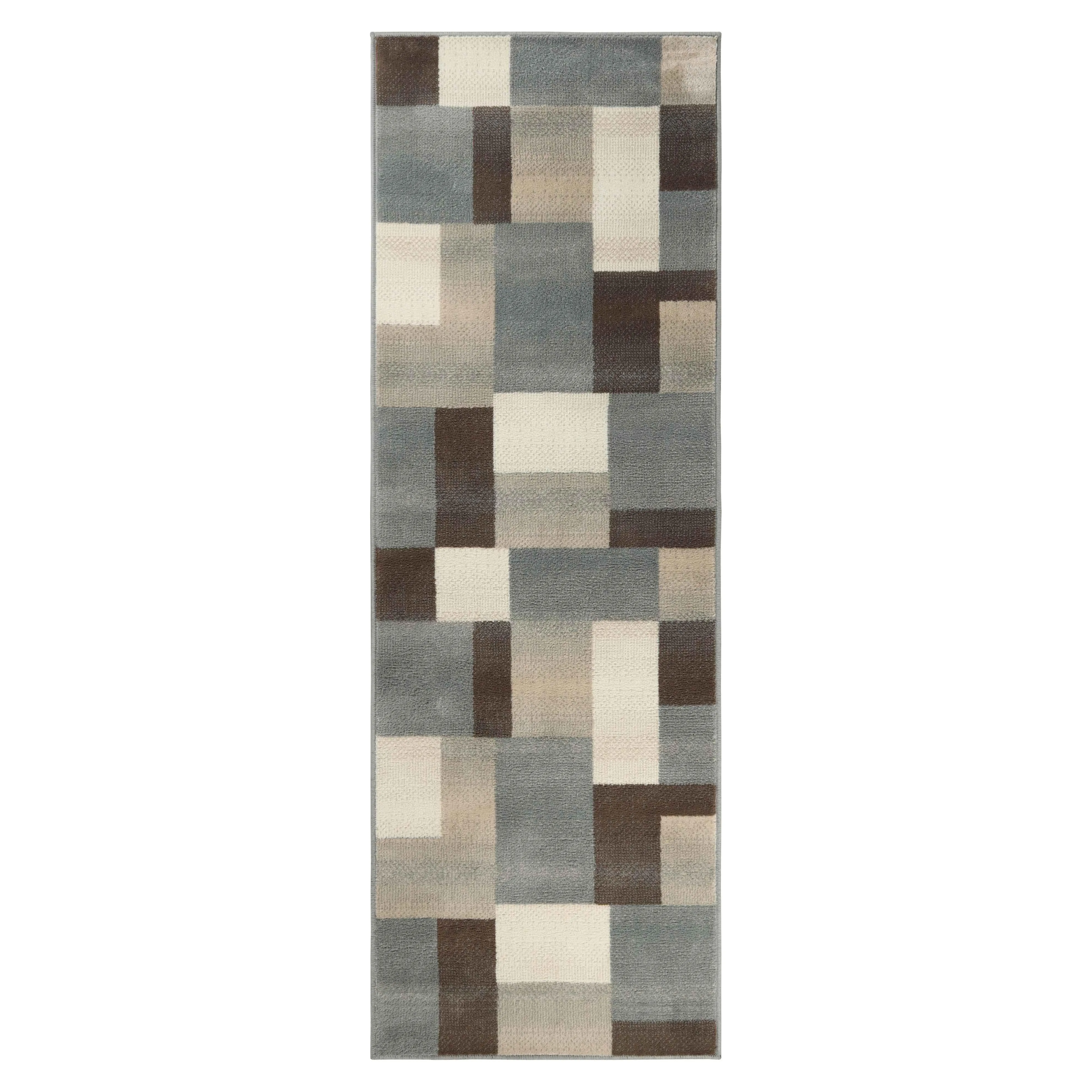 Clifton Geometric Color Block Plush Indoor Area Rug or Runner Rug