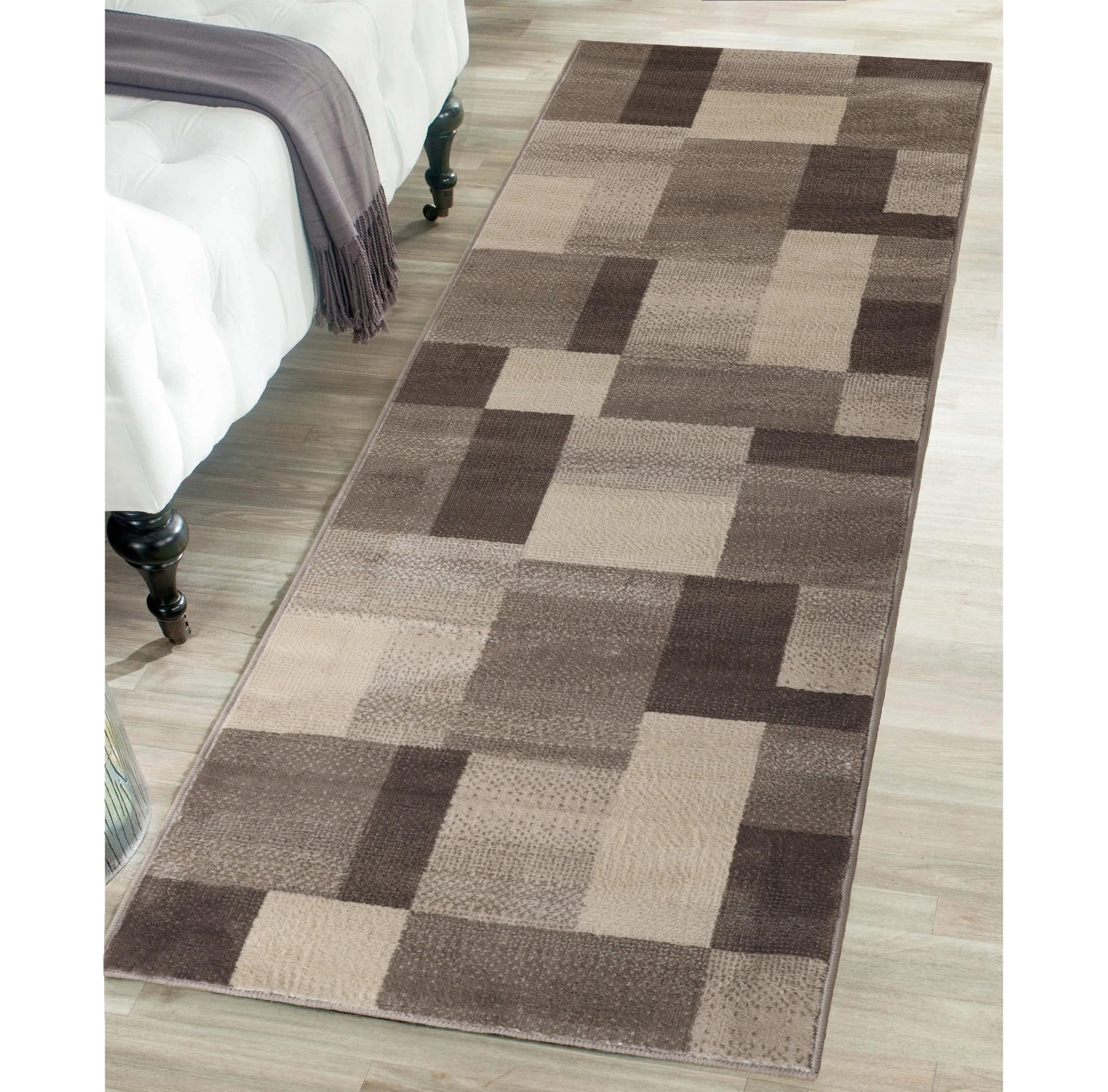 Clifton Geometric Color Block Plush Indoor Area Rug or Runner Rug