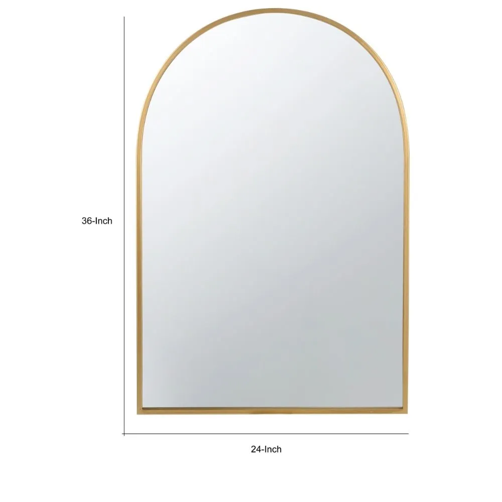 Cod 36 Inch Wall Mounted Mirror, Wide Arched Design Gold Metal Frame By Casagear Home