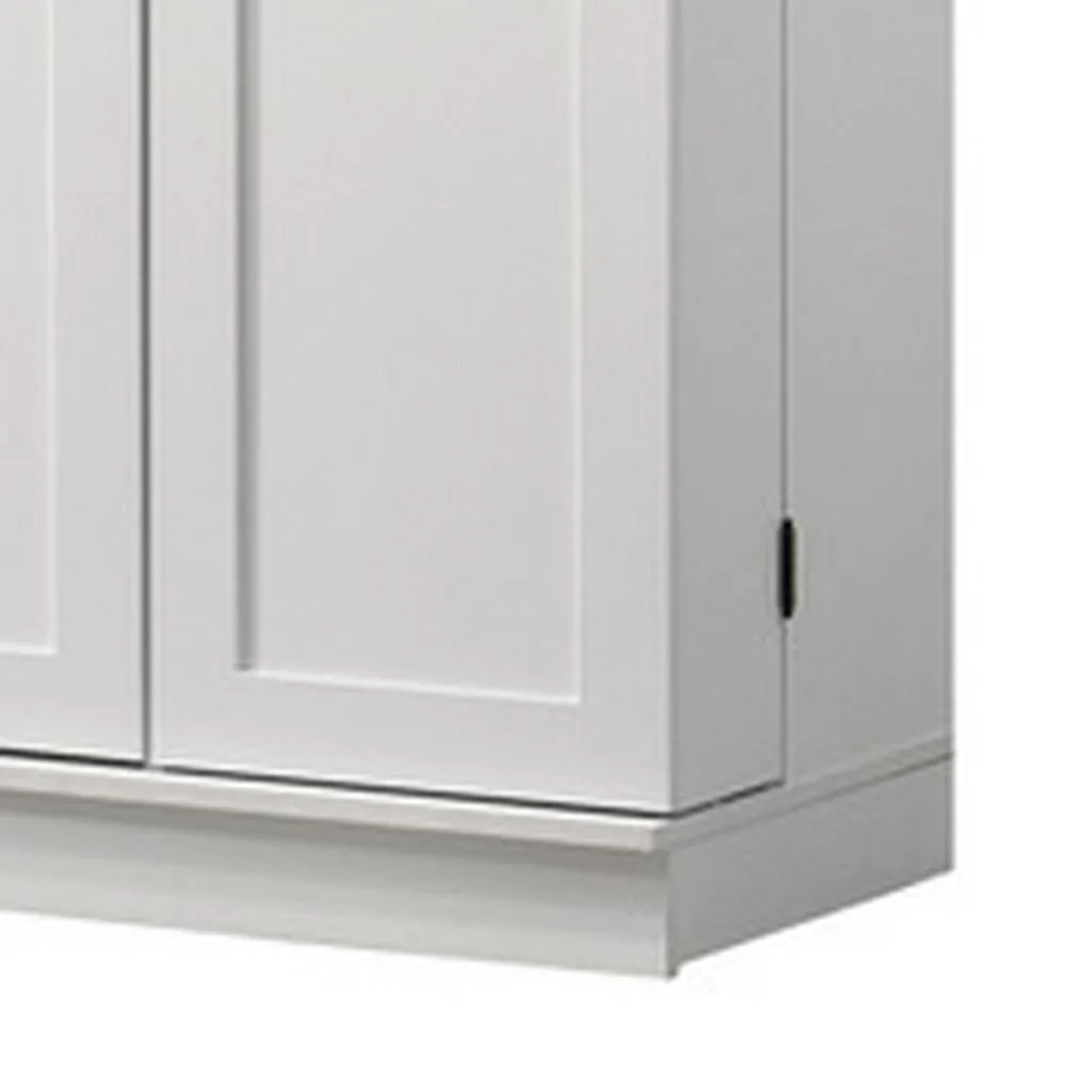 Coe 71 Inch Storage Cabinet Wardrobe with Swing Out Door, White Solid Wood By Casagear Home