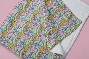 Colorful Kawaii Doodle Rainbow Soft Fluffy Velvet Flannel Fleece Throw Blanket
