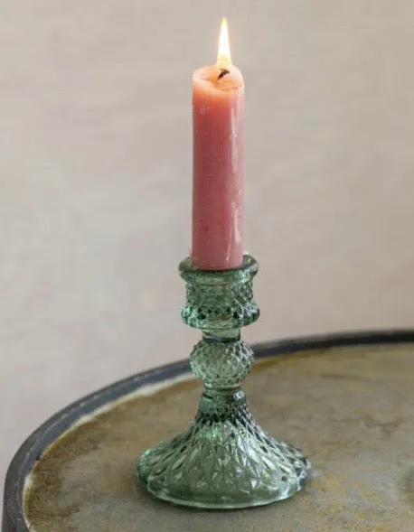 Coloured Cut Glass Candlesticks