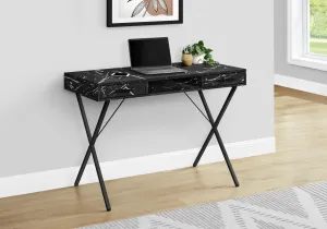 Computer Desk - 42"L / Black Marble / Black Metal