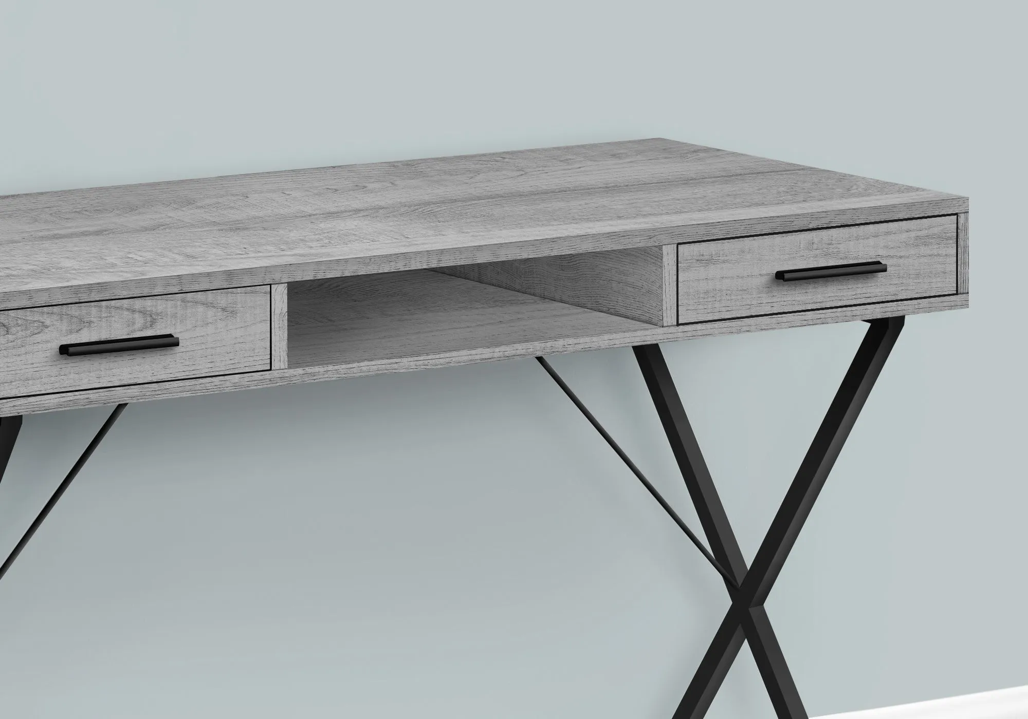 Computer Desk - 42"L / Grey / Black Metal