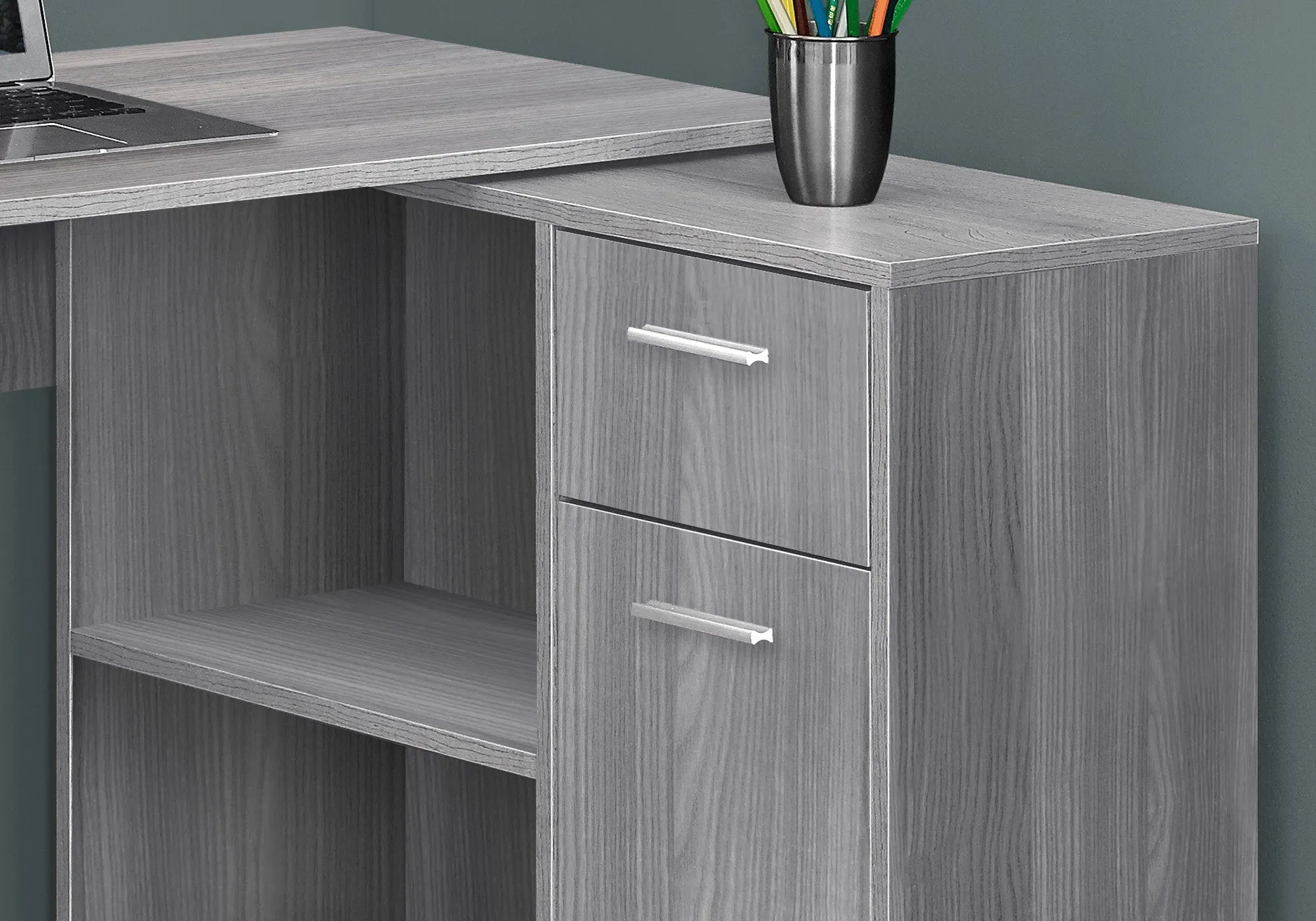 Computer Desk - 46"L / Grey With A Storage Cabinet