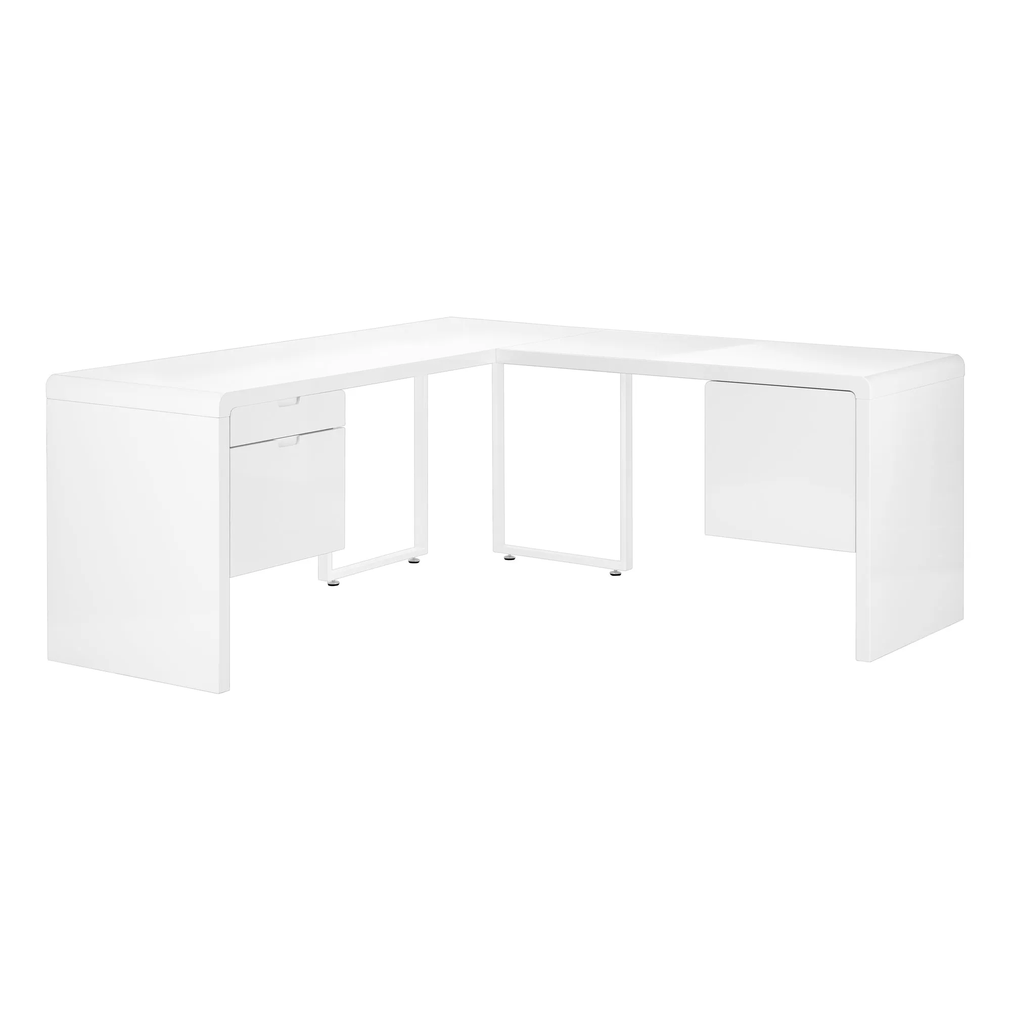 Computer Desk - 72"L / High Glossy White Left/ Right Face