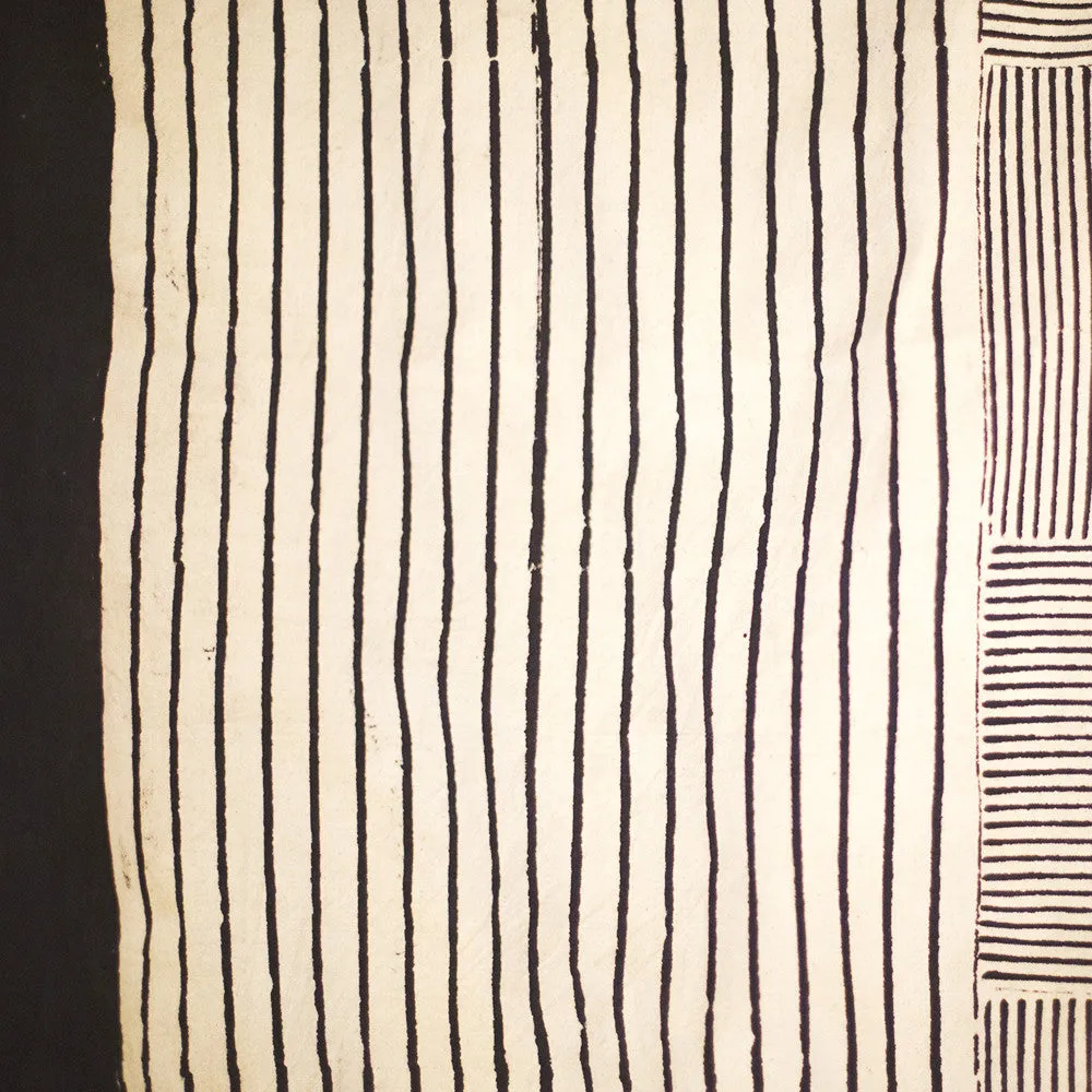cream & black striped squares block print throw