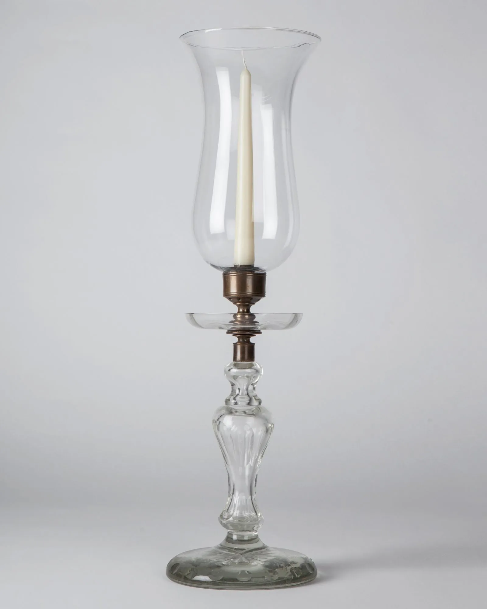Cut Crystal Candle Holder with Hurricane Shade