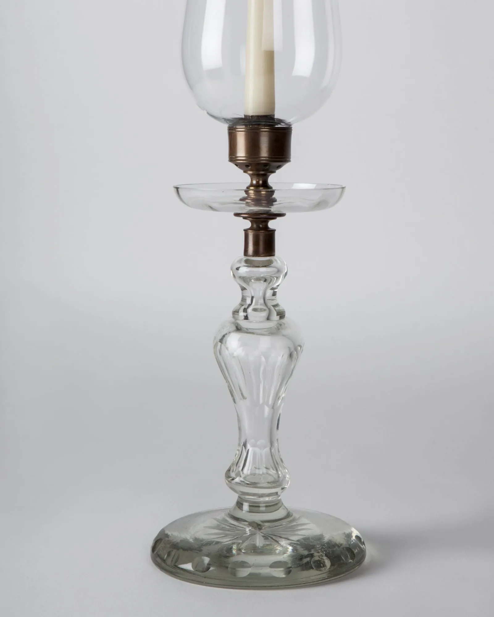 Cut Crystal Candle Holder with Hurricane Shade