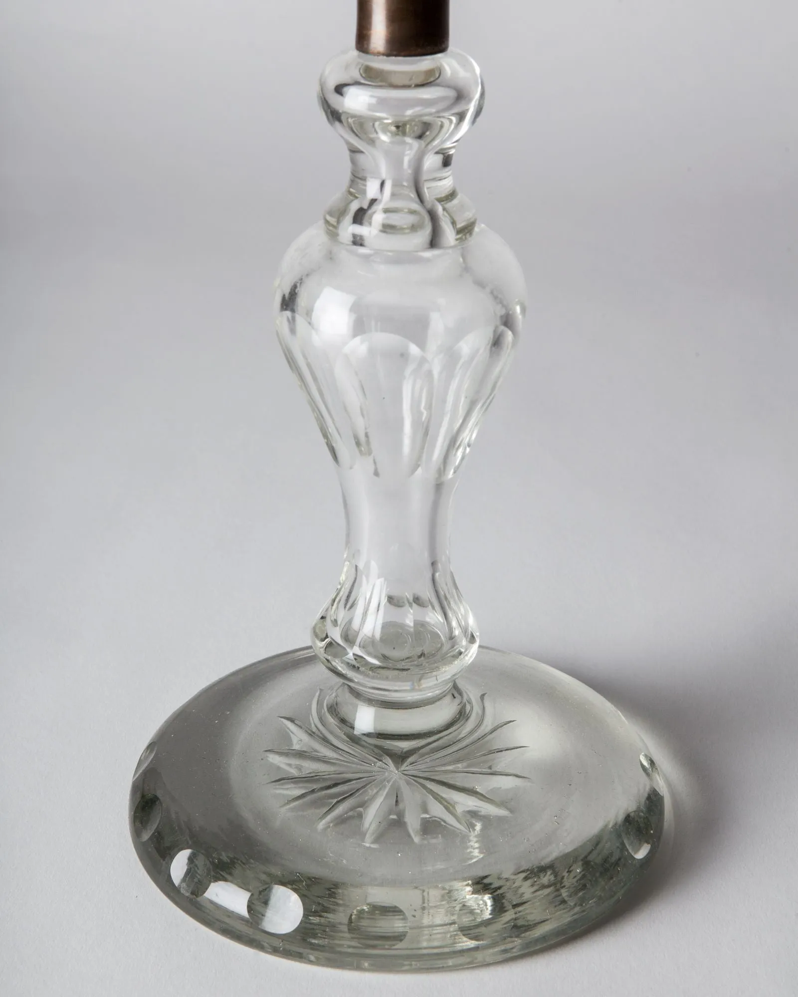 Cut Crystal Candle Holder with Hurricane Shade