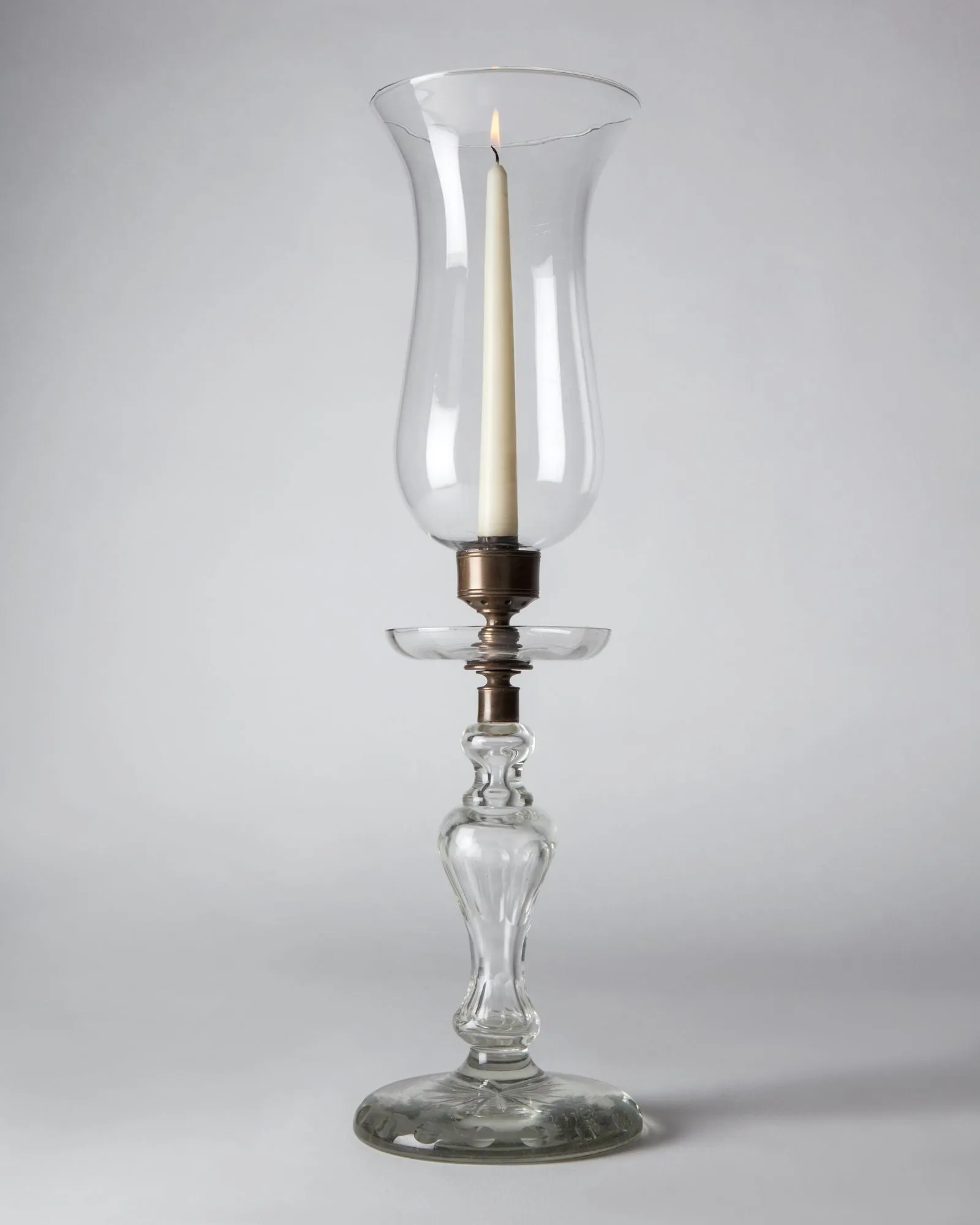 Cut Crystal Candle Holder with Hurricane Shade