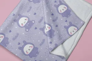 Cute Bunny Purple Soft Fluffy Velvet Flannel Fleece Throw Blanket