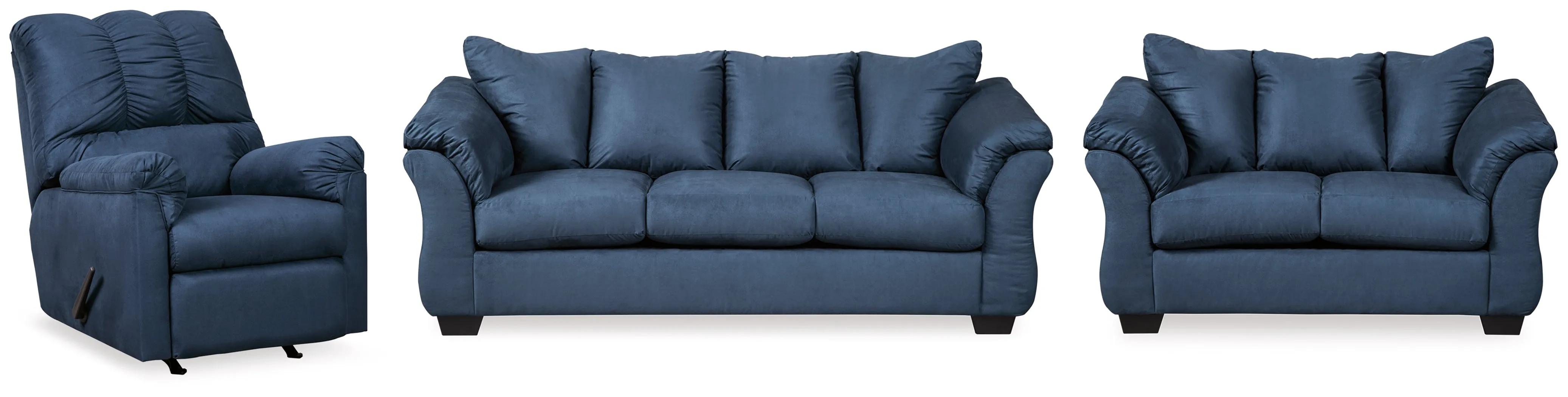 Darcy Sofa, Loveseat and Recliner in Blue