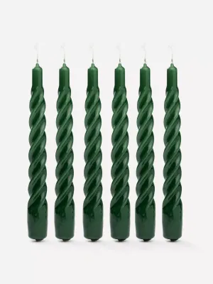 Dark green twisted candles (set of 6)