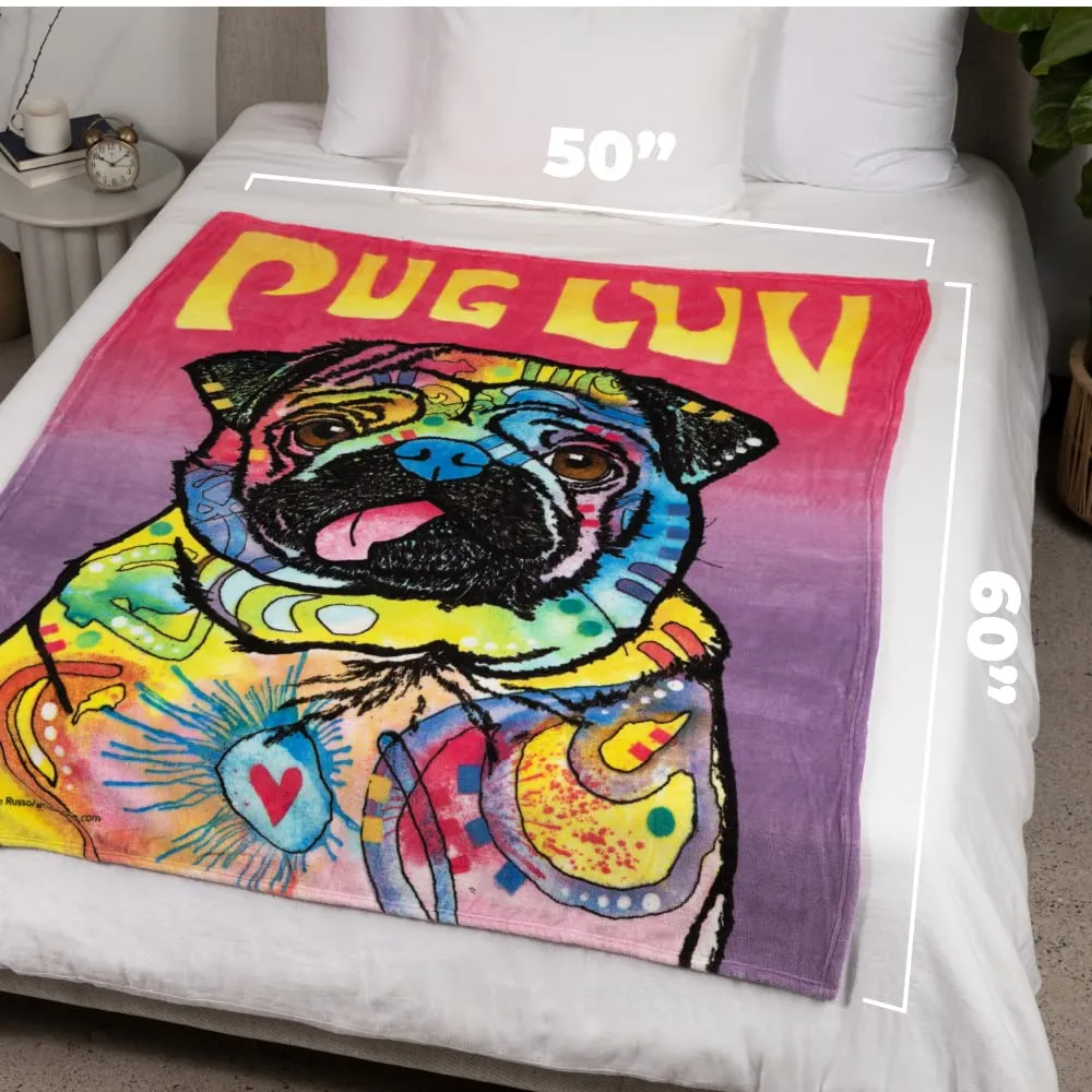 Dean Russo Pug Luv Super Soft Plush Fleece Throw