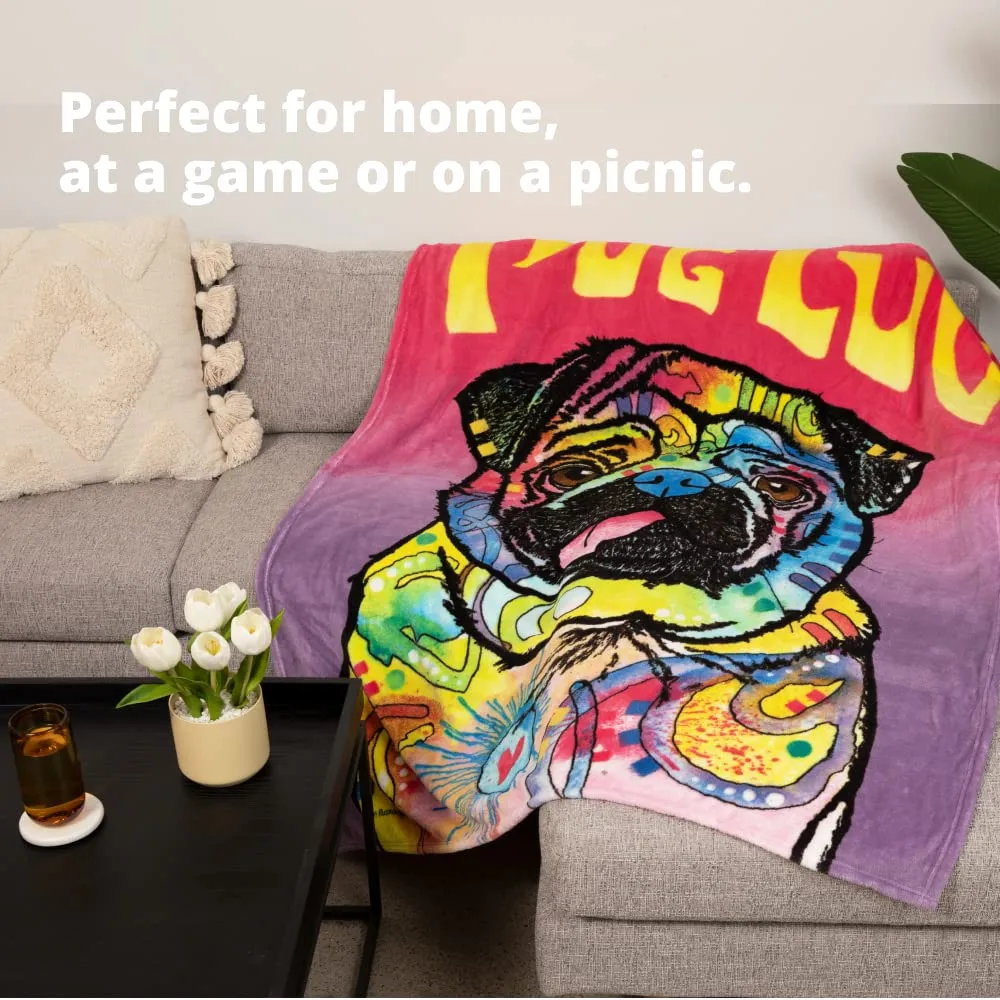 Dean Russo Pug Luv Super Soft Plush Fleece Throw