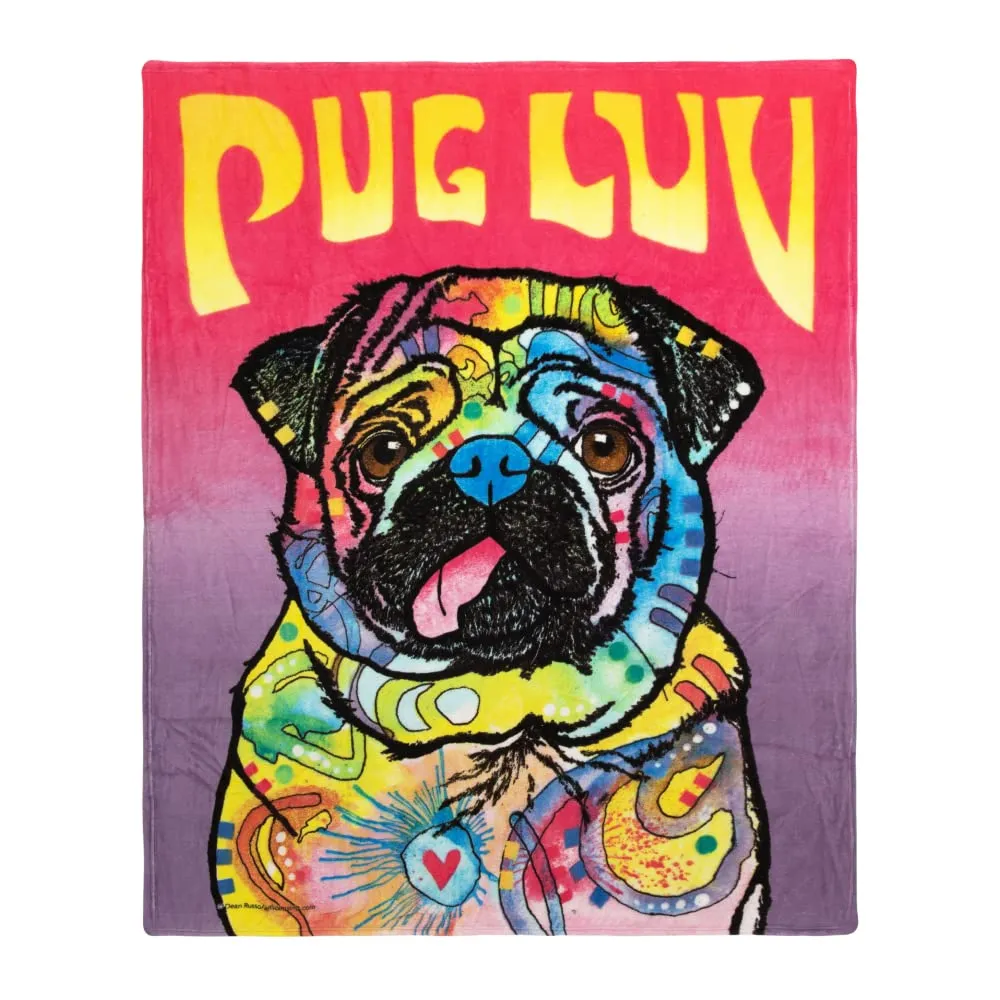 Dean Russo Pug Luv Super Soft Plush Fleece Throw
