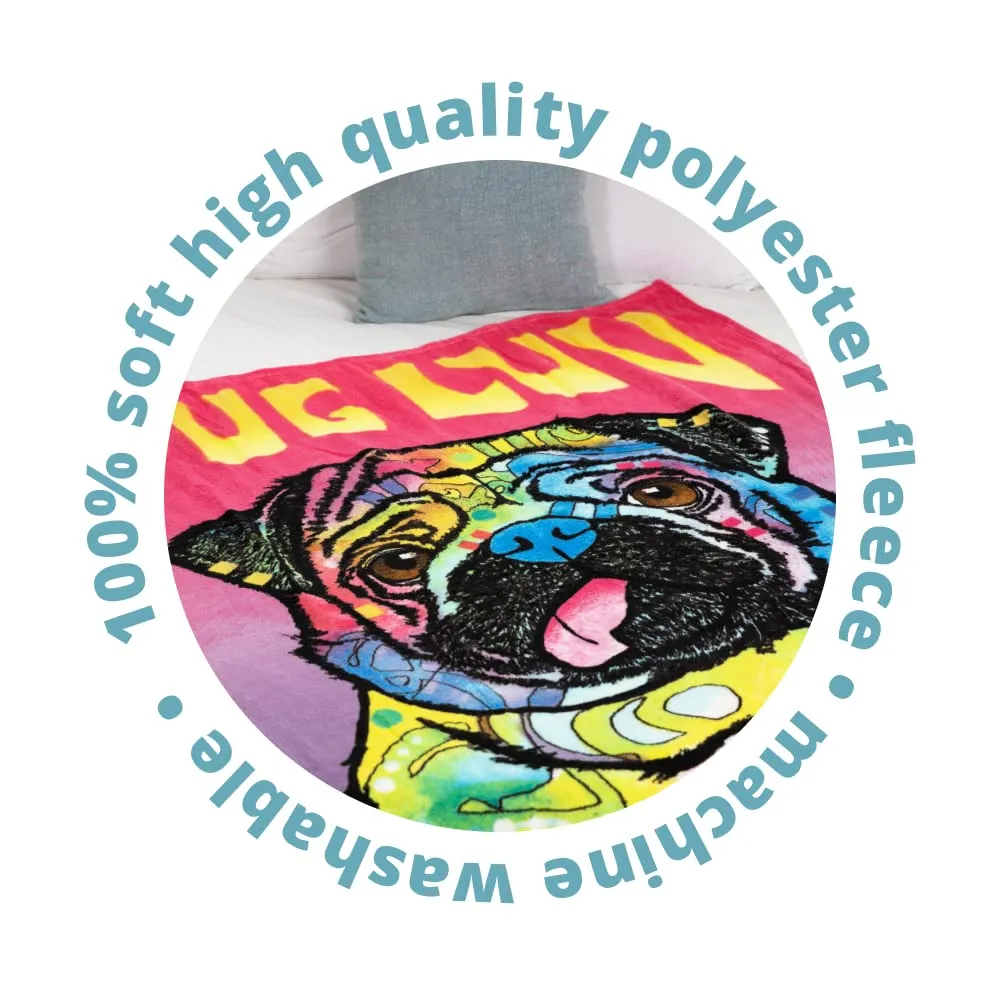 Dean Russo Pug Luv Super Soft Plush Fleece Throw