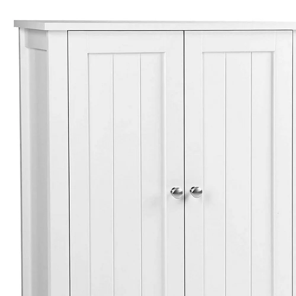 Deavan 31 Inch Wood Bathroom Storage Cabinet, 2 Doors, Plank Style, White By Casagear Home