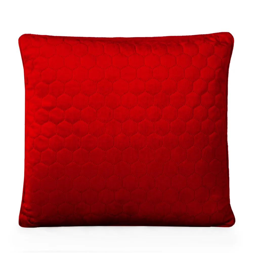 Decorative feather cushion - Luxe quilted - Red - 20 x 20''