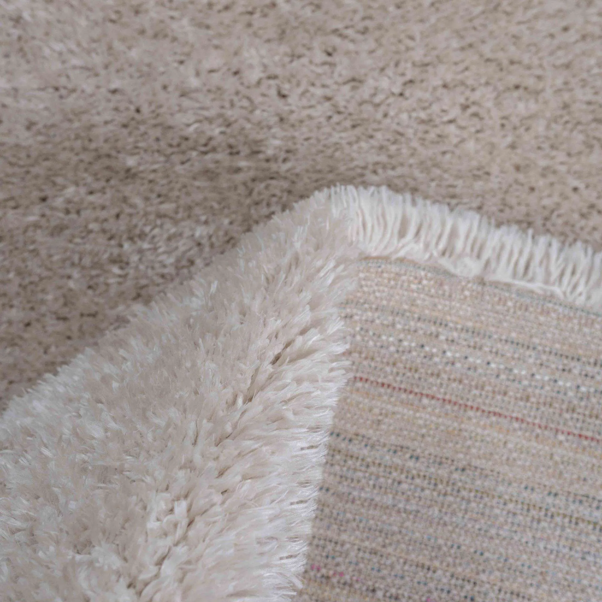 Deluxe Thick Soft Beige Shaggy Living Room Rug - Whistler