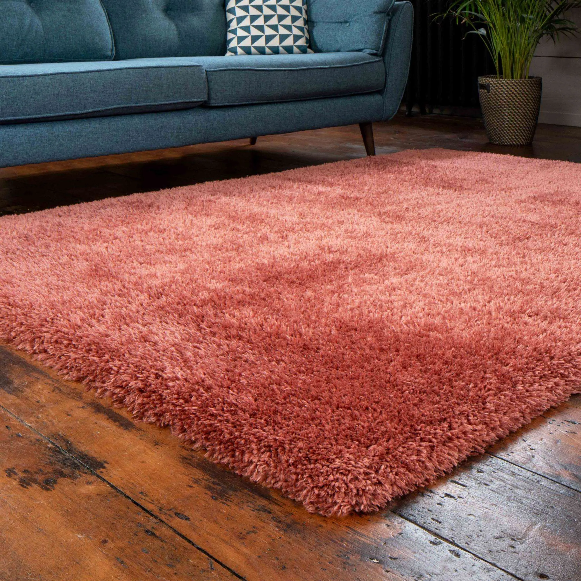 Deluxe Thick Soft Terracotta Shaggy Bedroom Rug
