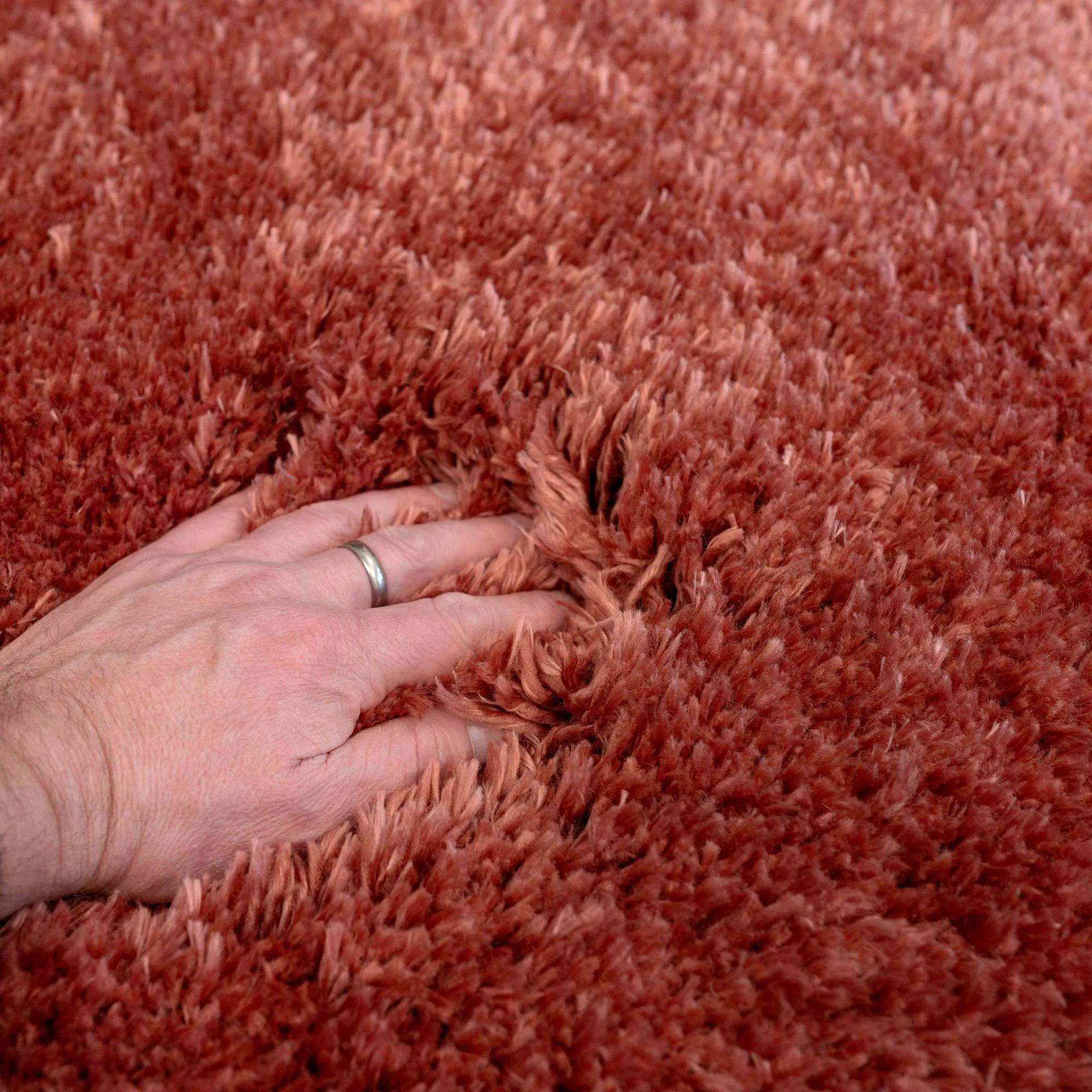 Deluxe Thick Soft Terracotta Shaggy Bedroom Rug