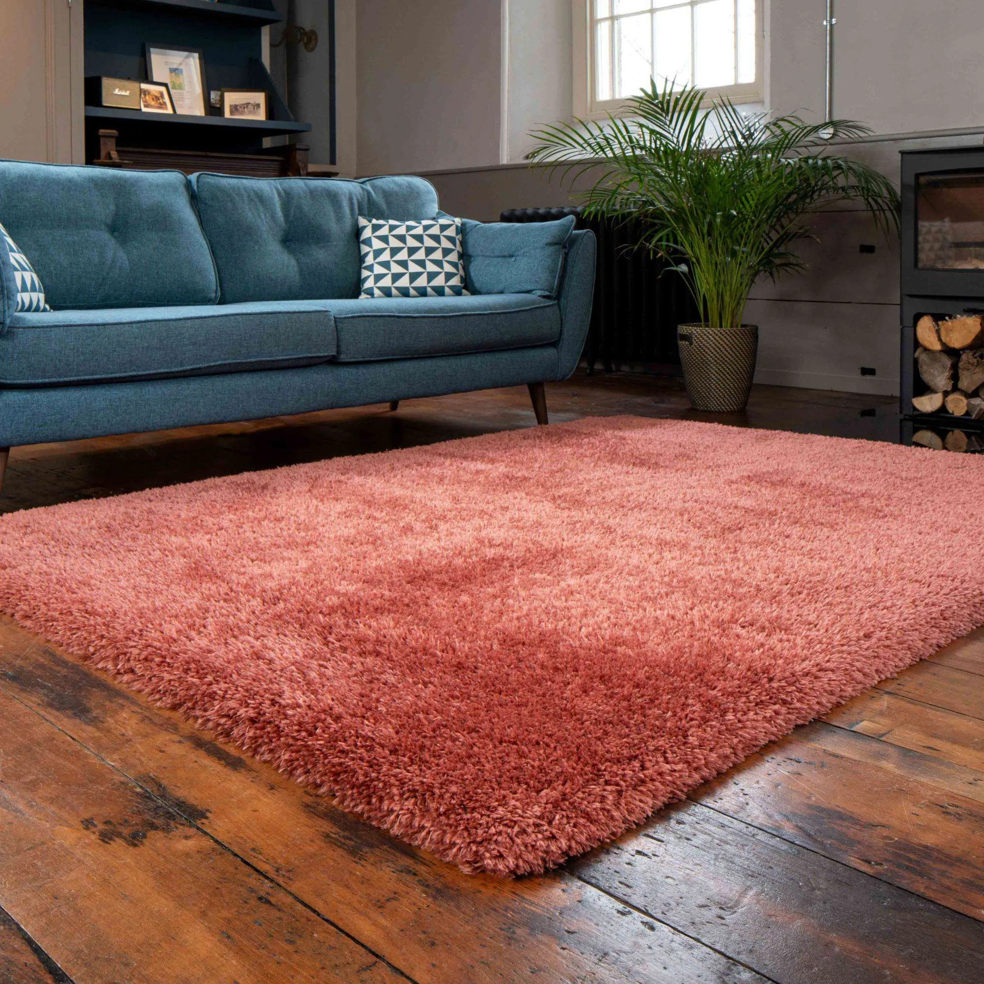 Deluxe Thick Soft Terracotta Shaggy Bedroom Rug