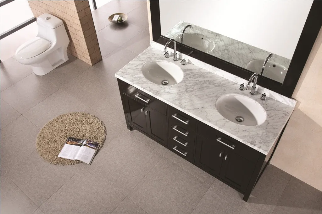 DESIGN ELEMENT London 61" Double Sink Vanity Set in Espresso Finish