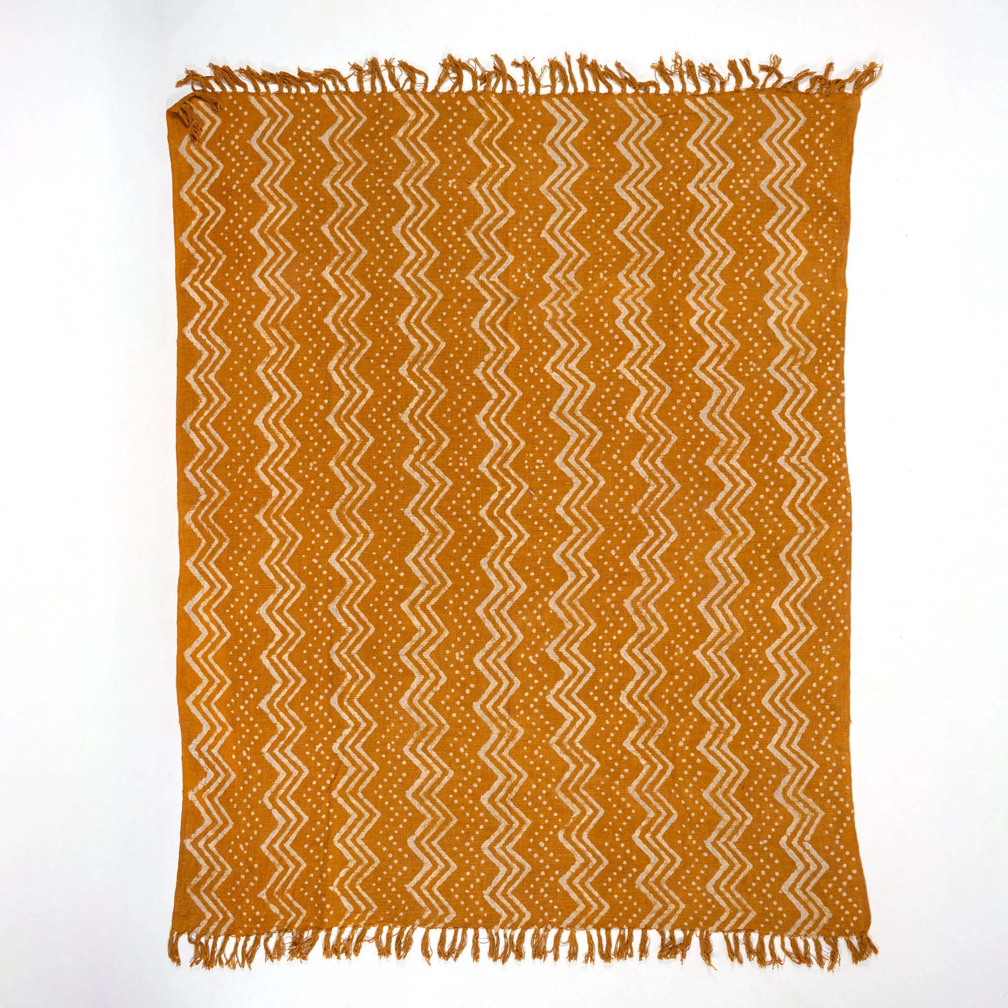 Designer Mustard Yellow Block Print Cotton Throws