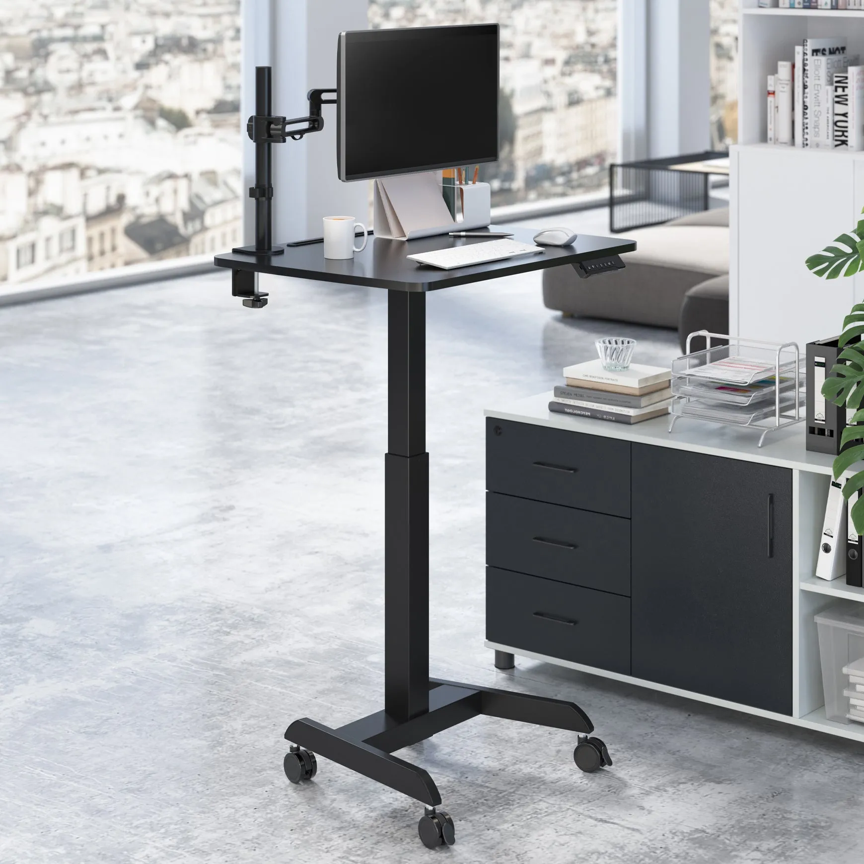 Desky Single Sit Stand Pedestal Desk