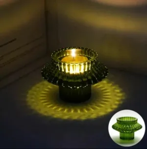 Diamond Glass Tapered Candlestick/Tea Light Holder