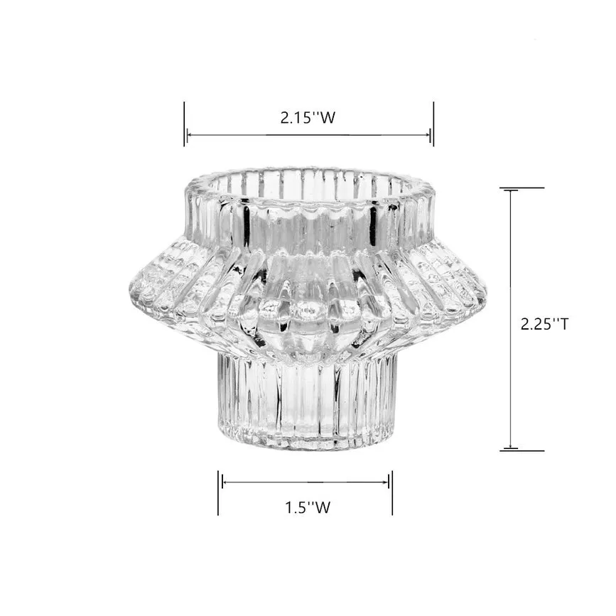 Diamond Glass Tapered Candlestick/Tea Light Holder