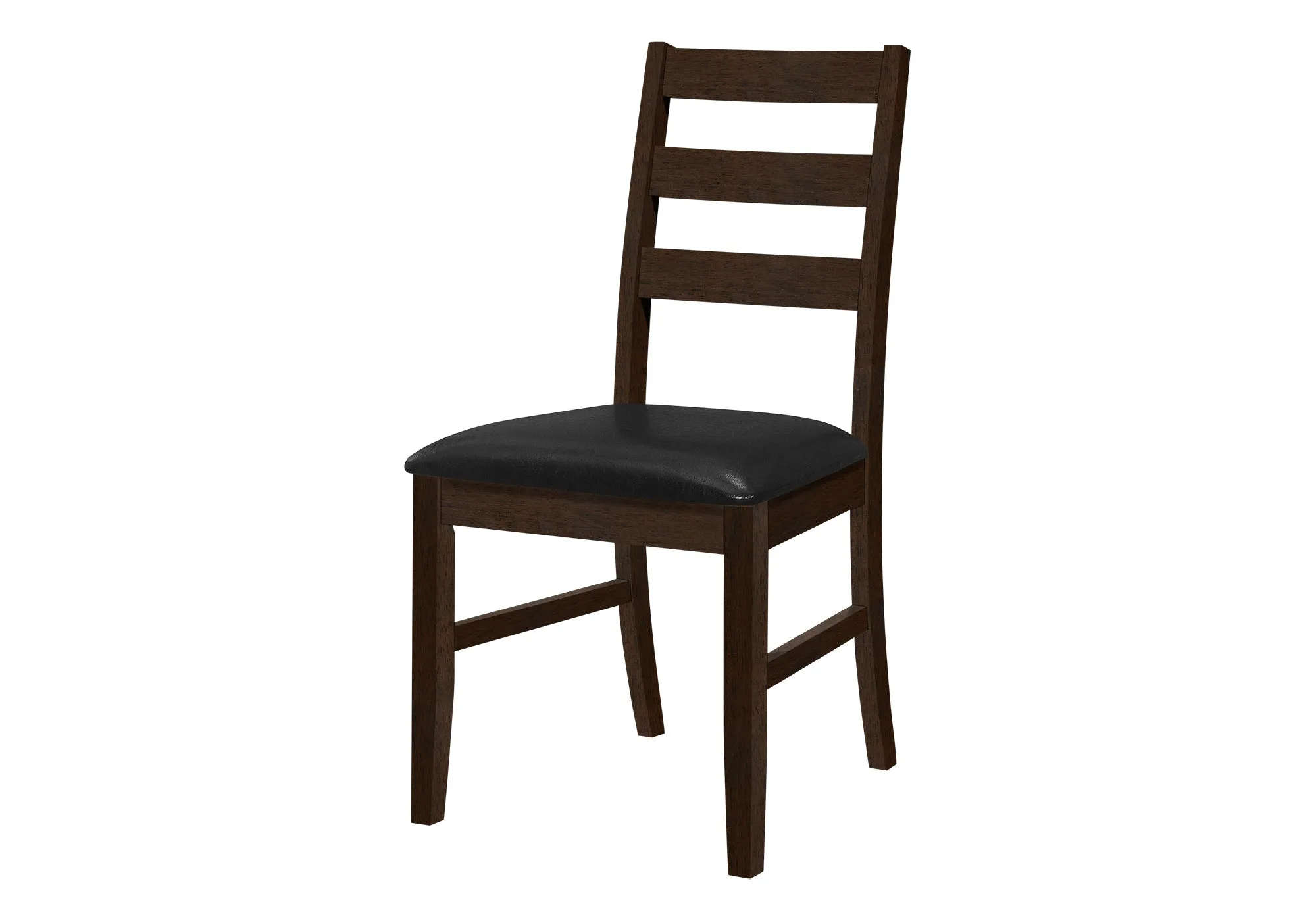 Dining Chair, Set Of 2, 37" Height, Kitchen, Dining Room, Side, Upholstered, Brown Leather Look, Brown Solid Wood, Transitional