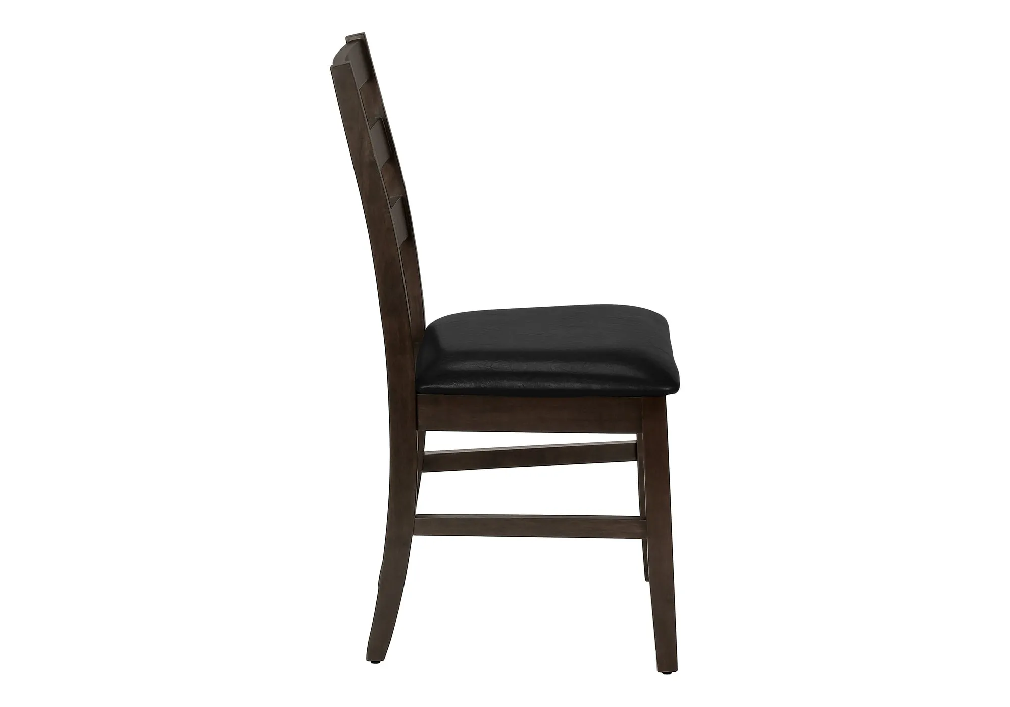 Dining Chair, Set Of 2, 37" Height, Kitchen, Dining Room, Side, Upholstered, Brown Leather Look, Brown Solid Wood, Transitional