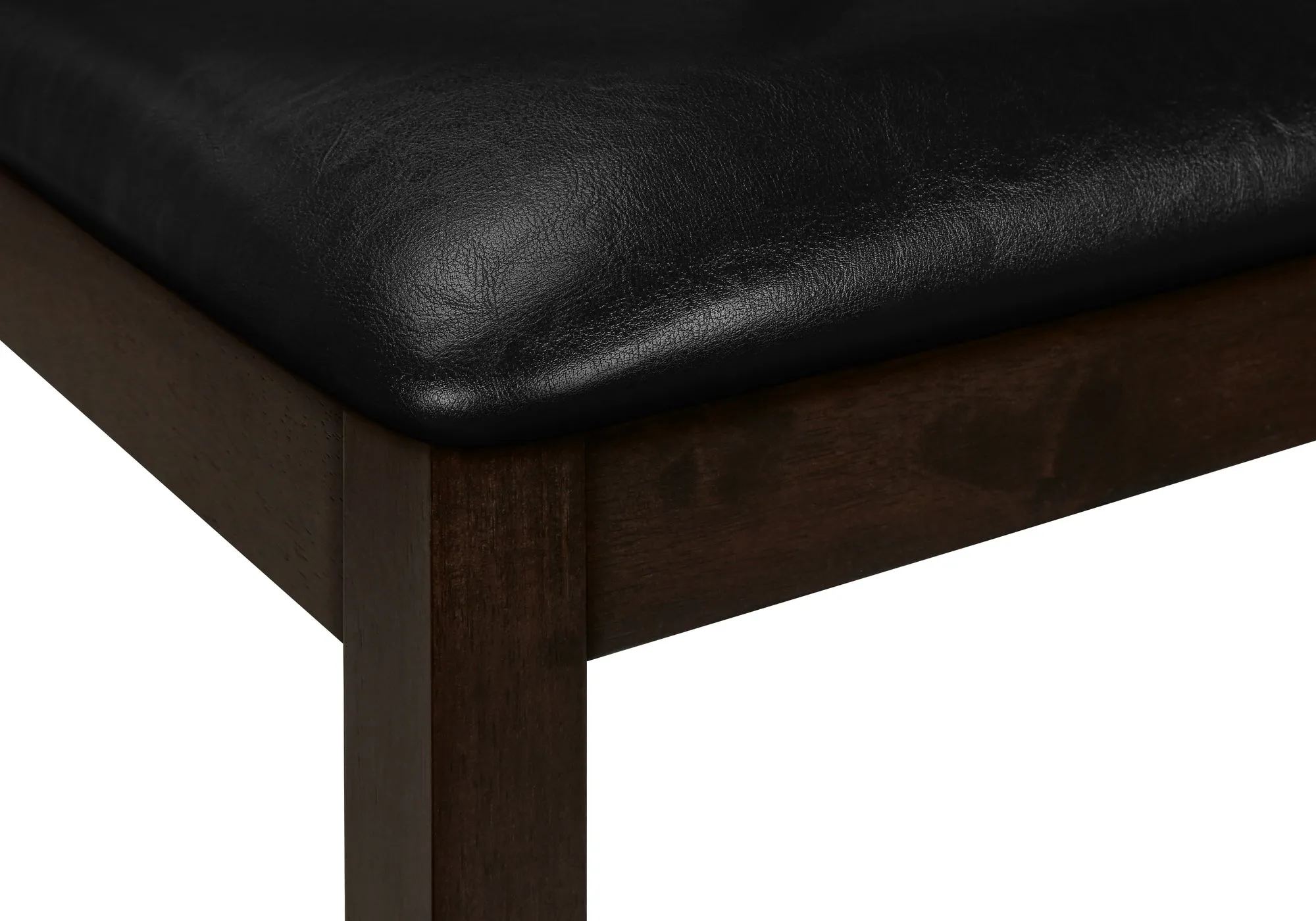 Dining Chair, Set Of 2, 37" Height, Kitchen, Dining Room, Side, Upholstered, Brown Leather Look, Brown Solid Wood, Transitional