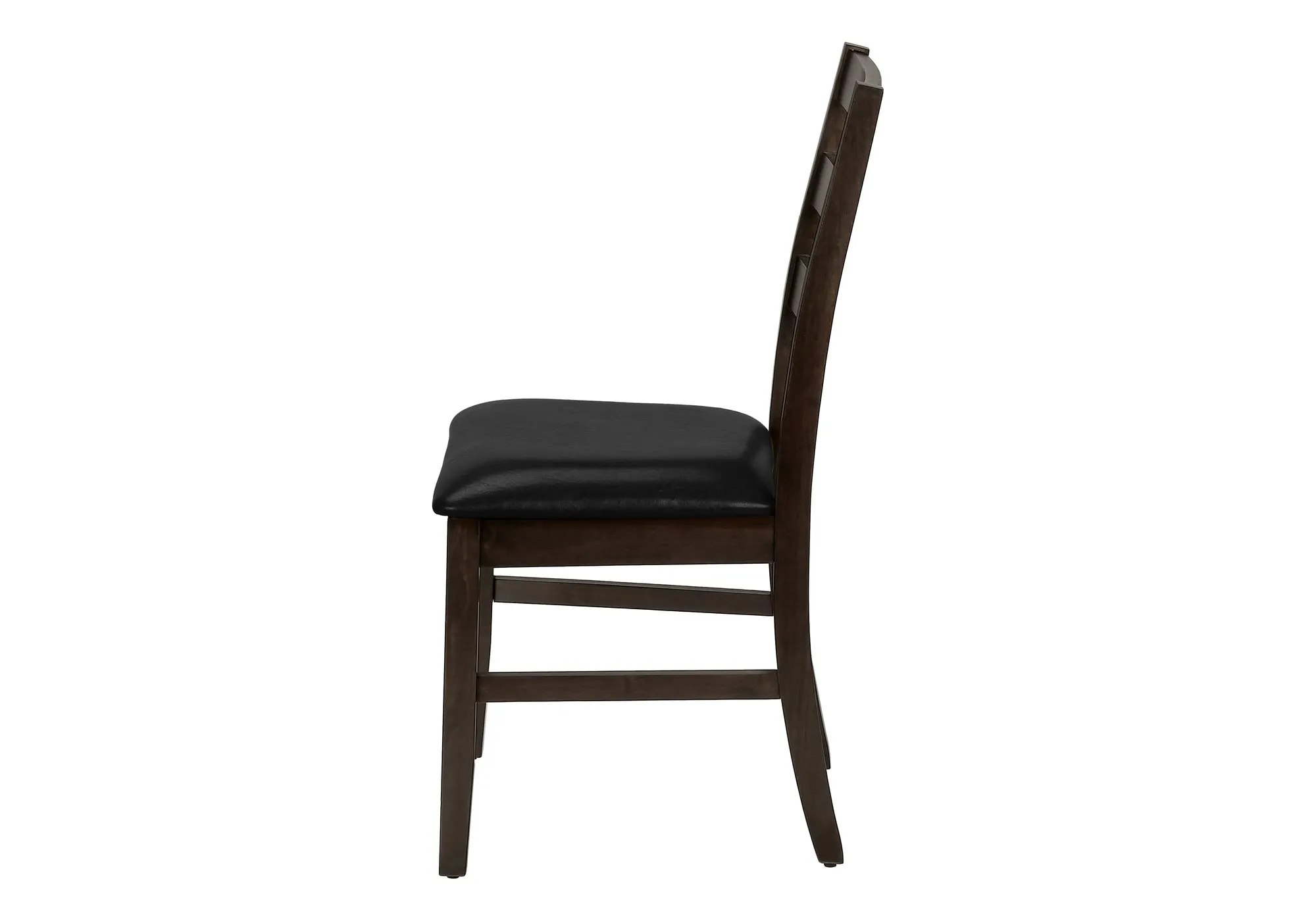 Dining Chair, Set Of 2, 37" Height, Kitchen, Dining Room, Side, Upholstered, Brown Leather Look, Brown Solid Wood, Transitional