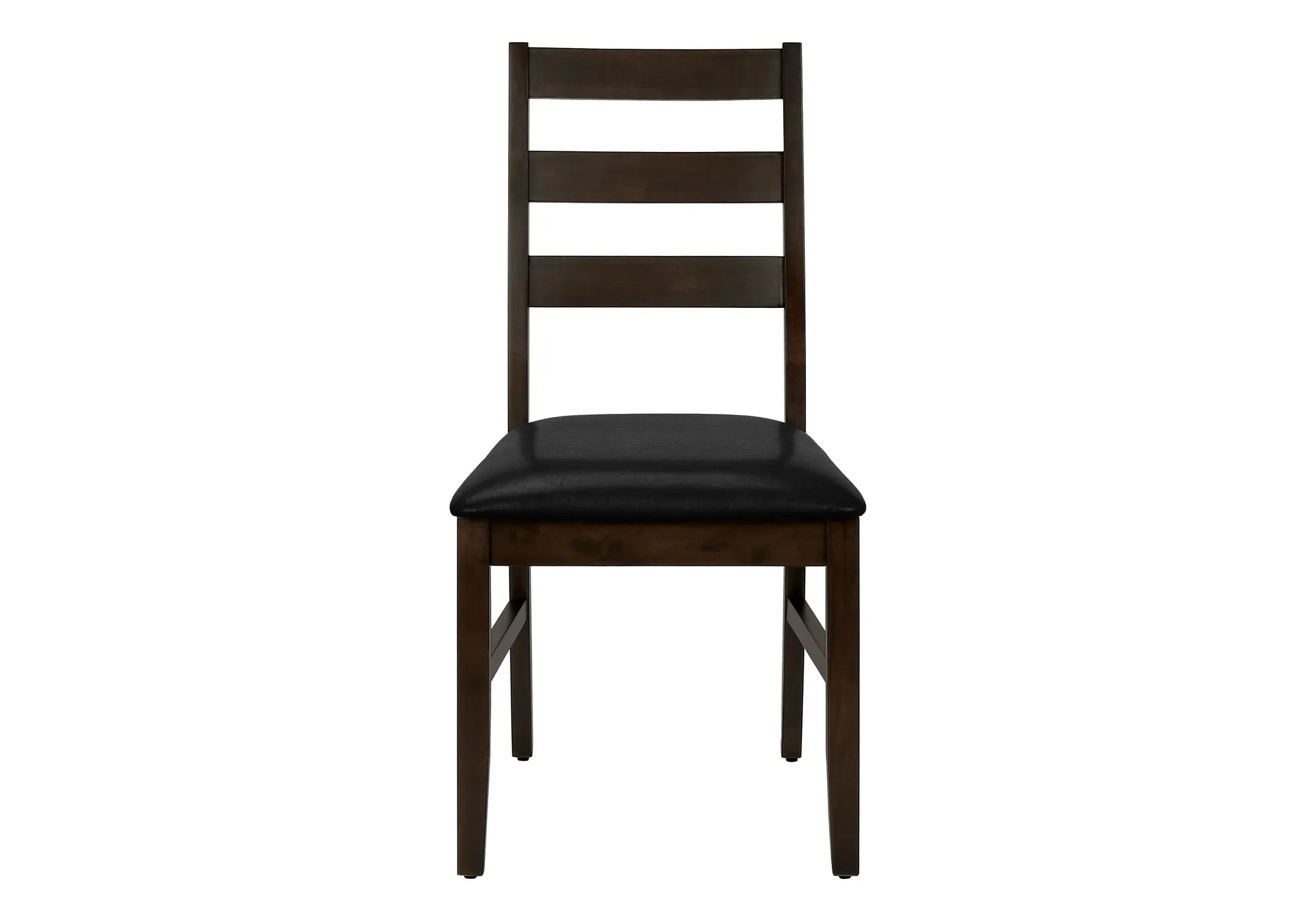 Dining Chair, Set Of 2, 37" Height, Kitchen, Dining Room, Side, Upholstered, Brown Leather Look, Brown Solid Wood, Transitional