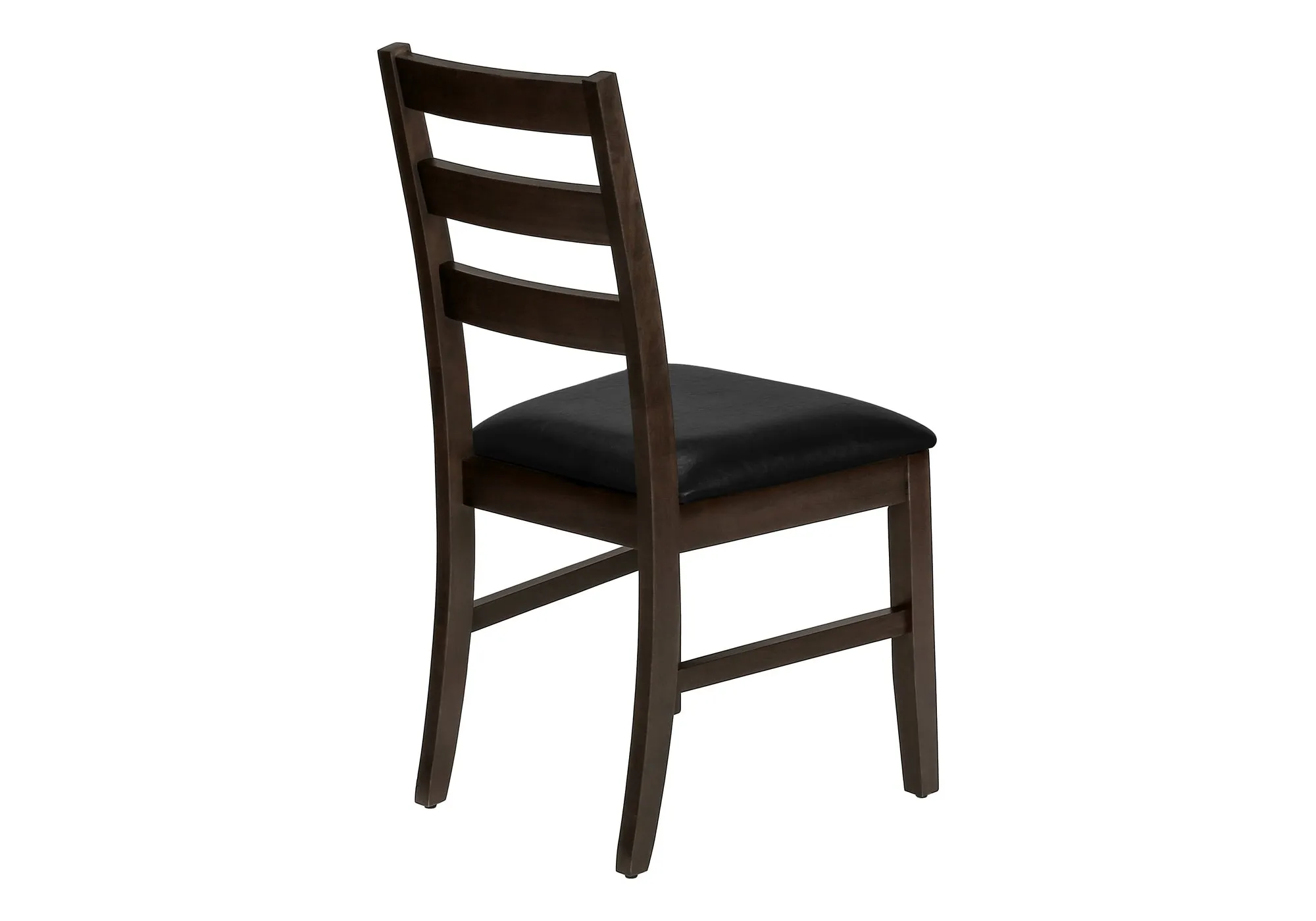 Dining Chair, Set Of 2, 37" Height, Kitchen, Dining Room, Side, Upholstered, Brown Leather Look, Brown Solid Wood, Transitional