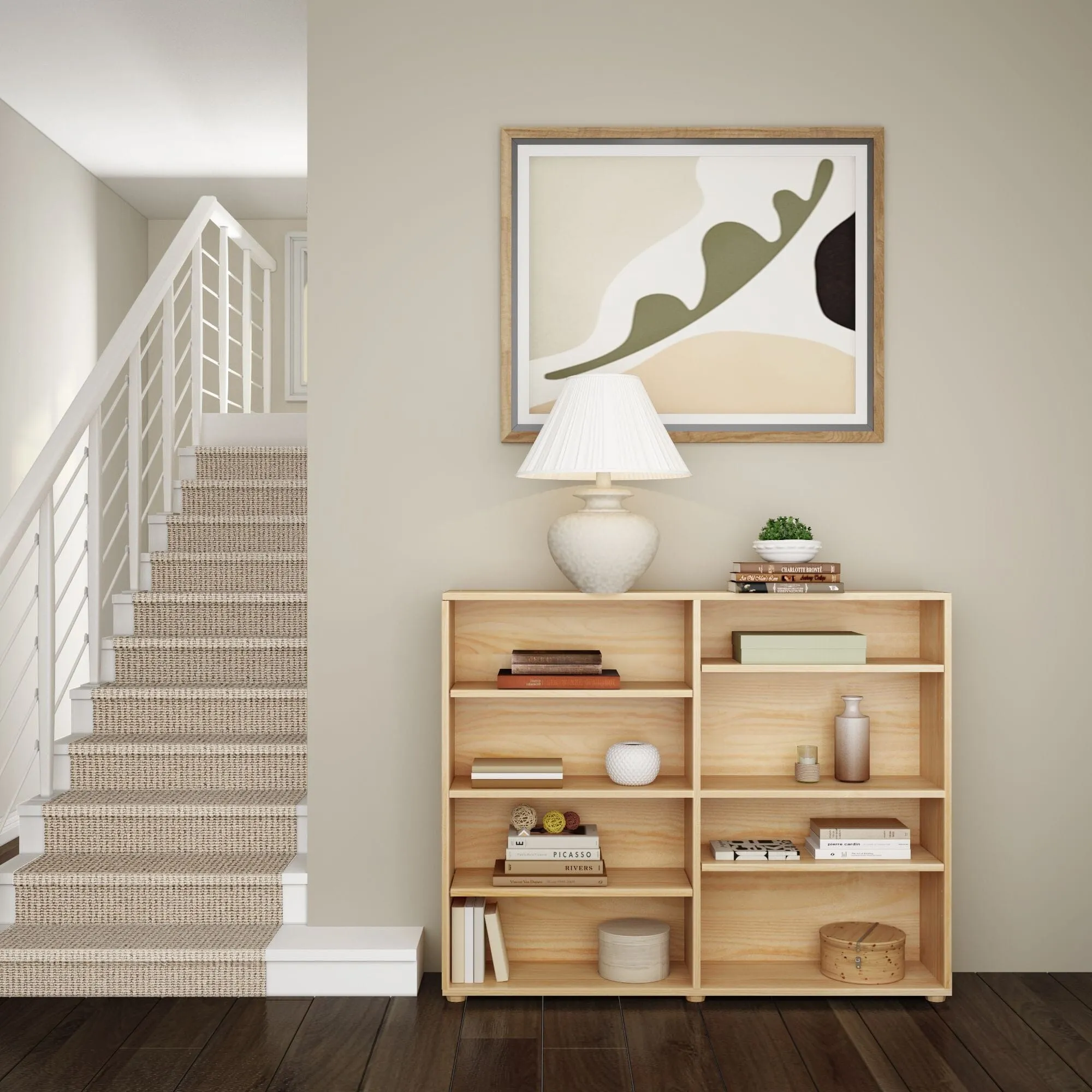 Double Mid 8 Shelf Bookcase