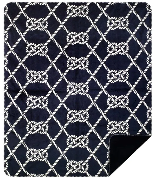 Double-Plush Nautical Navy Knots Throw