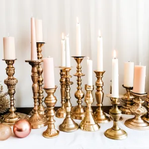 Eclectic Vintage Brass Candlestick Collection | Mismatched Sets for Holiday Decor
