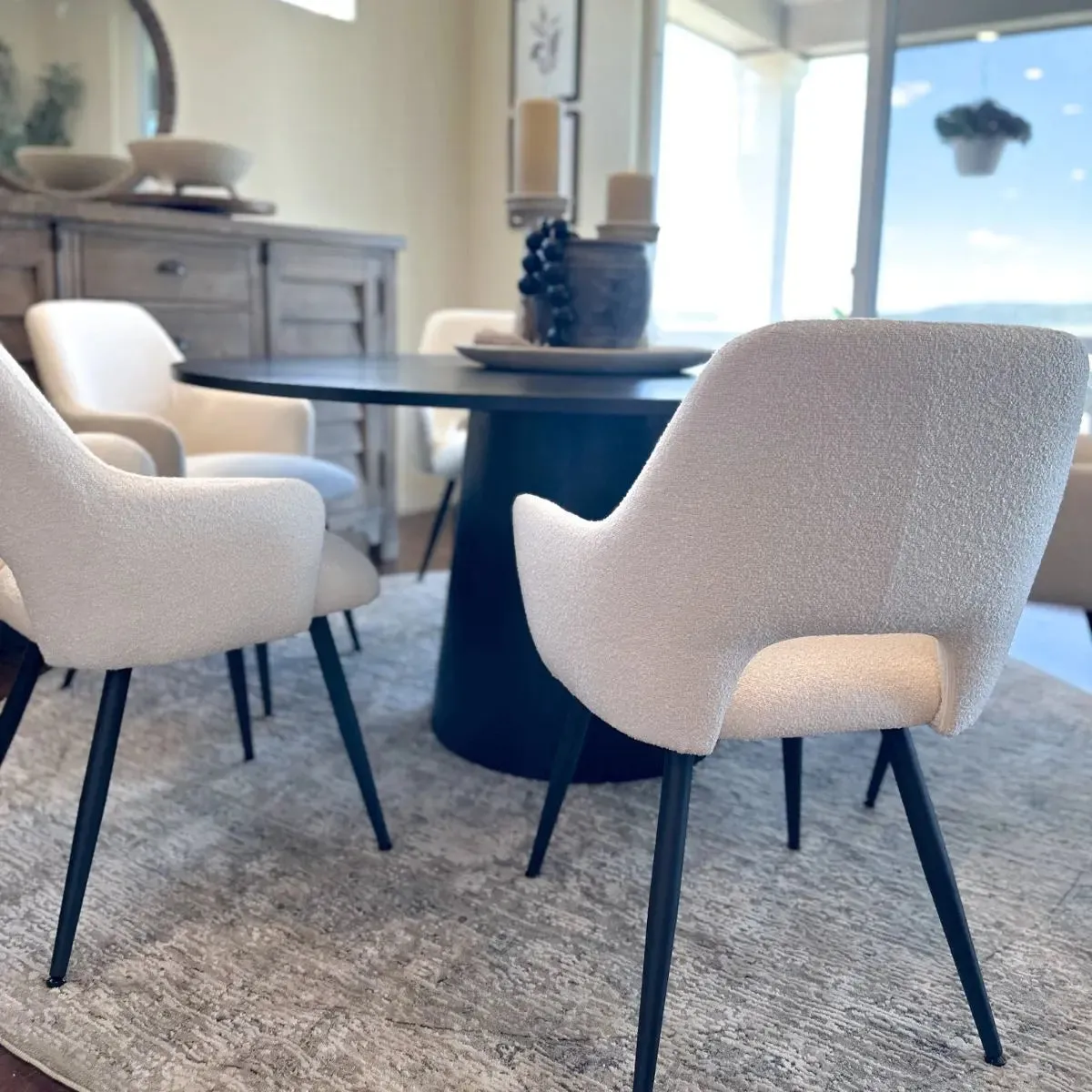 Edwin Upholstered Boucle Dining Chair with Arms (Set of 2)