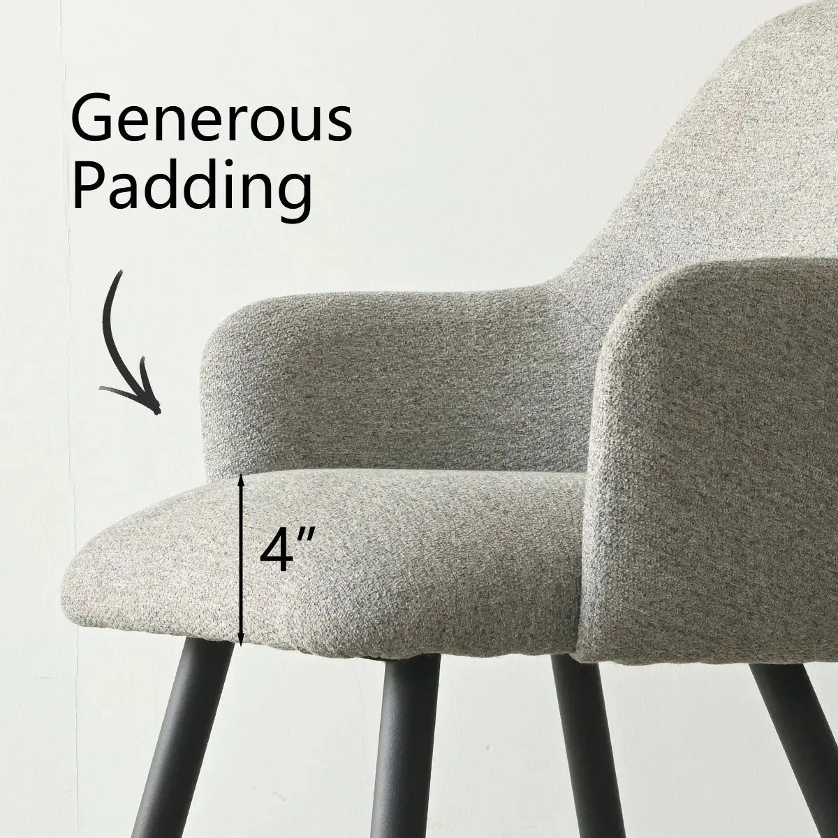 Edwin Upholstered Boucle Dining Chair with Arms (Set of 2)
